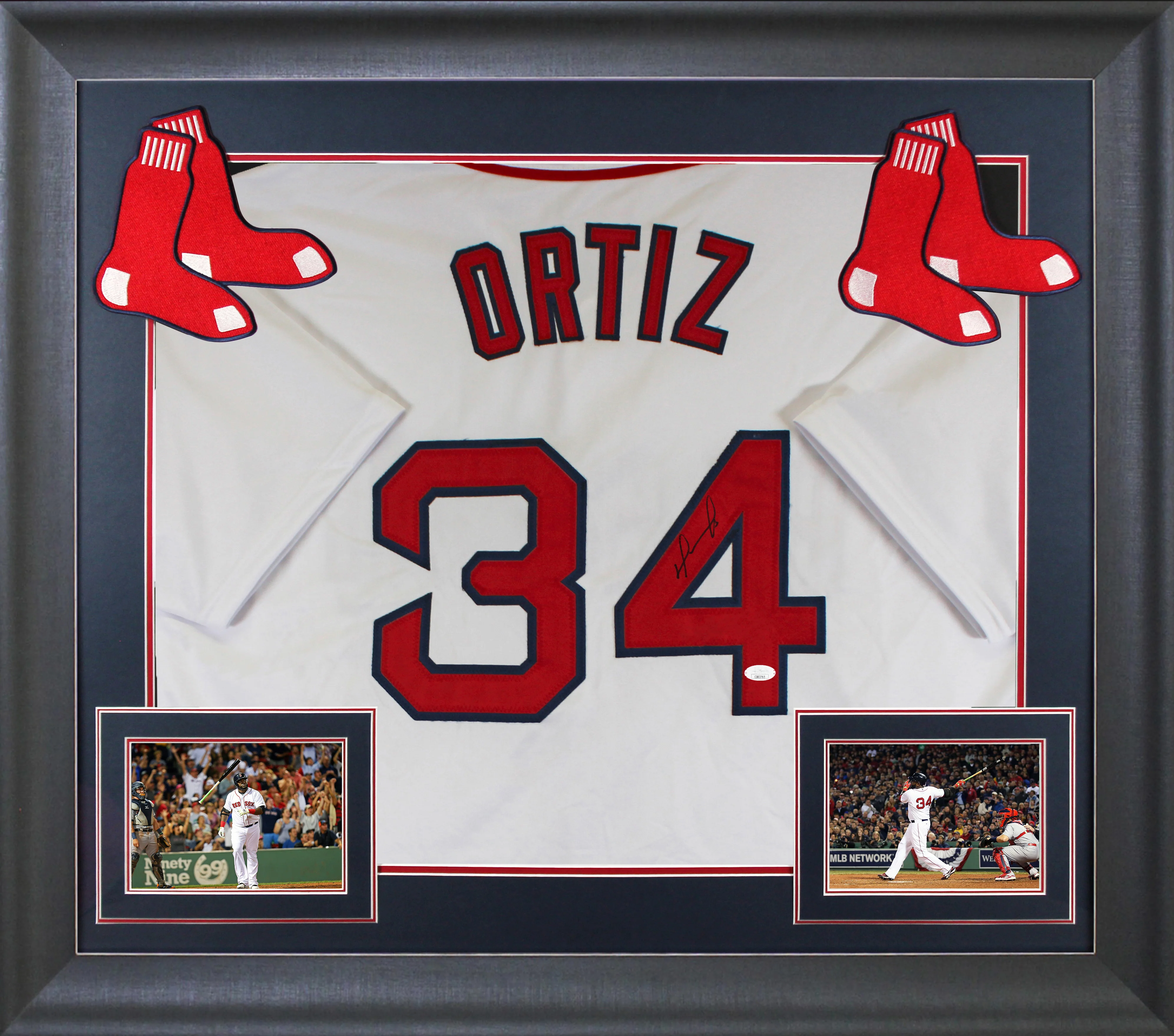 David Ortiz Authentic Signed White Pro Style Framed Jersey Autographed JSA - Image 2