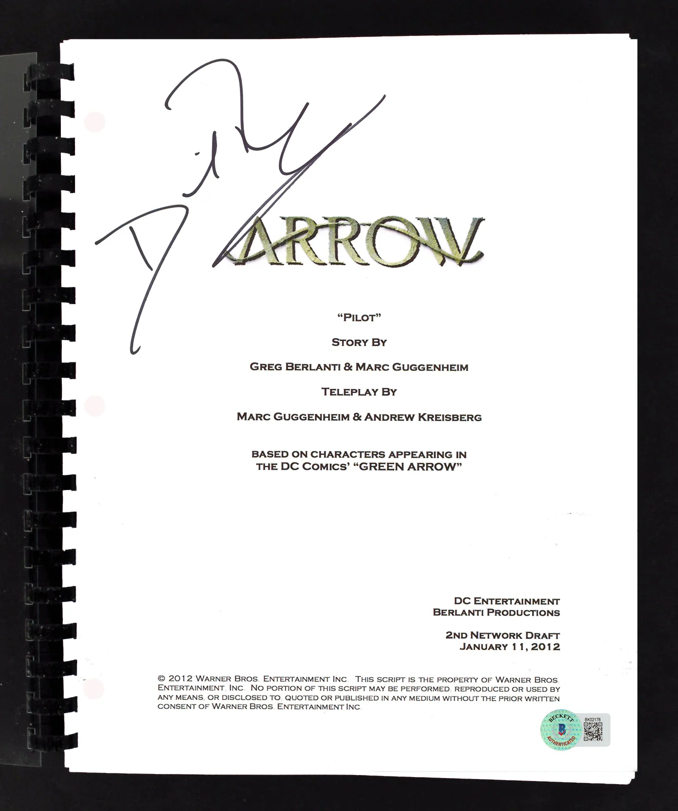 David Ramsey Arrow Authentic Signed Movie Script Autographed BAS #BK02178 - Image 2
