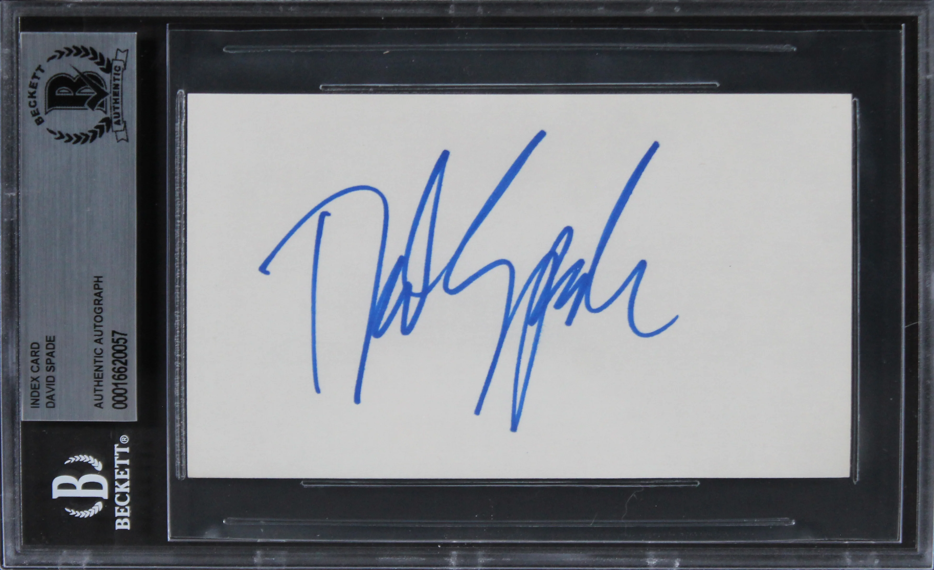 David Spade Joe Dirt Authentic Signed 3x5 Index Card Autographed BAS Slabbed
