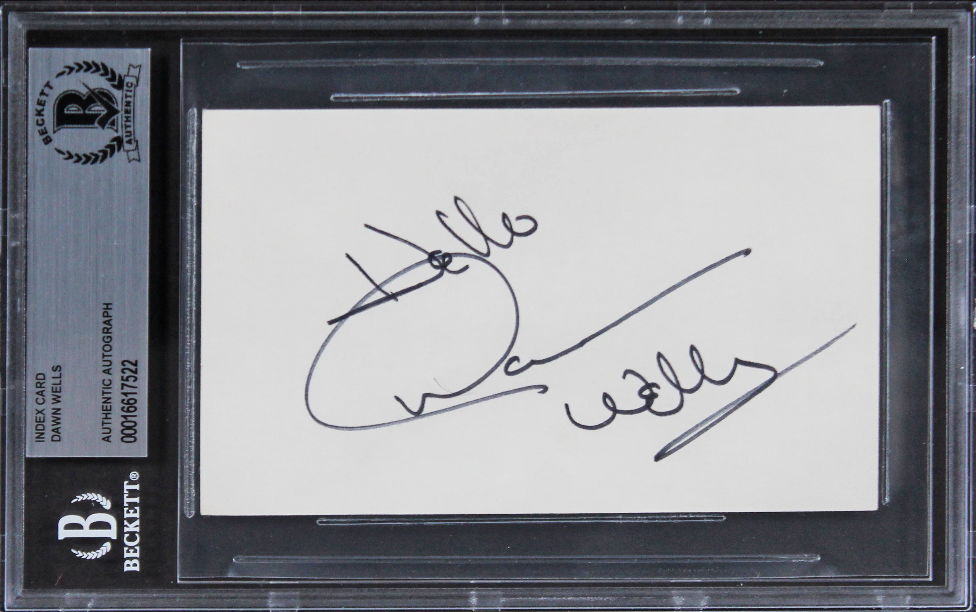 Dawn Wells Gilligan's Island Authentic Signed 3x5 Index Card BAS Slabbed 1