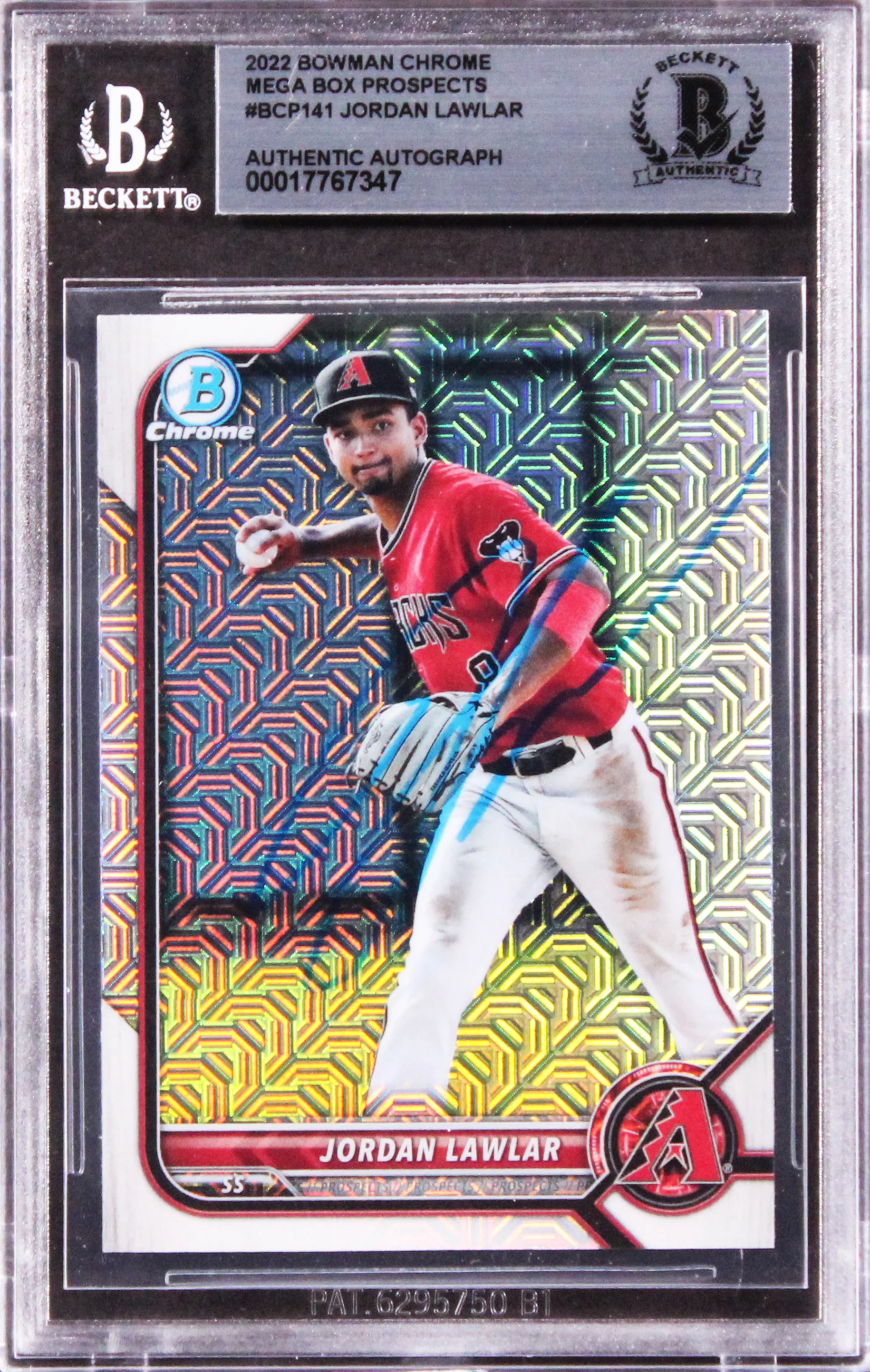 DBacks Jordan Lawlar Signed 2022 Bowman Chrome Mega #BCP141 Rookie Card BAS Slab - Image 2