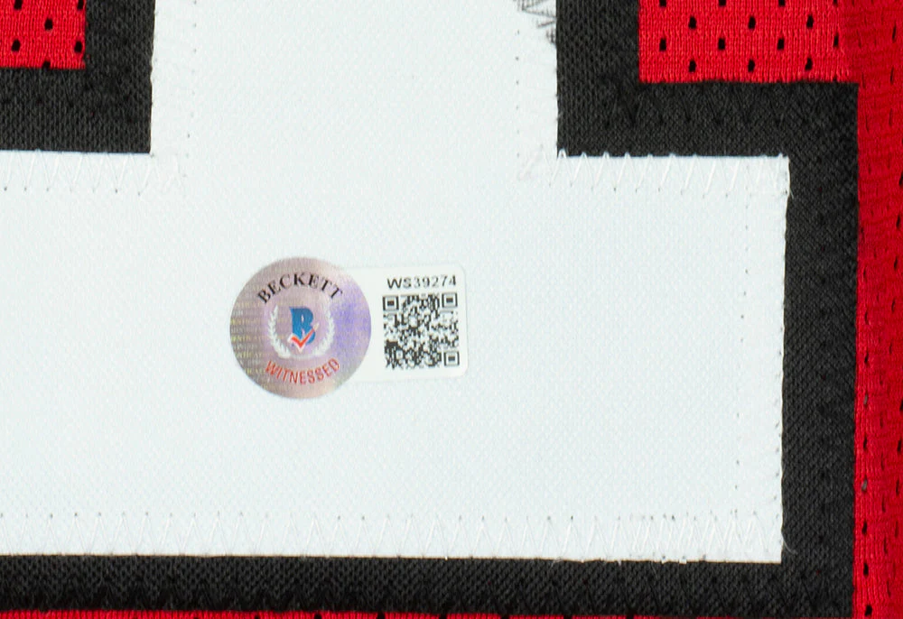 Deion Sanders Signed Custom Red Pro Style Football Jersey BAS ITP - Image 3