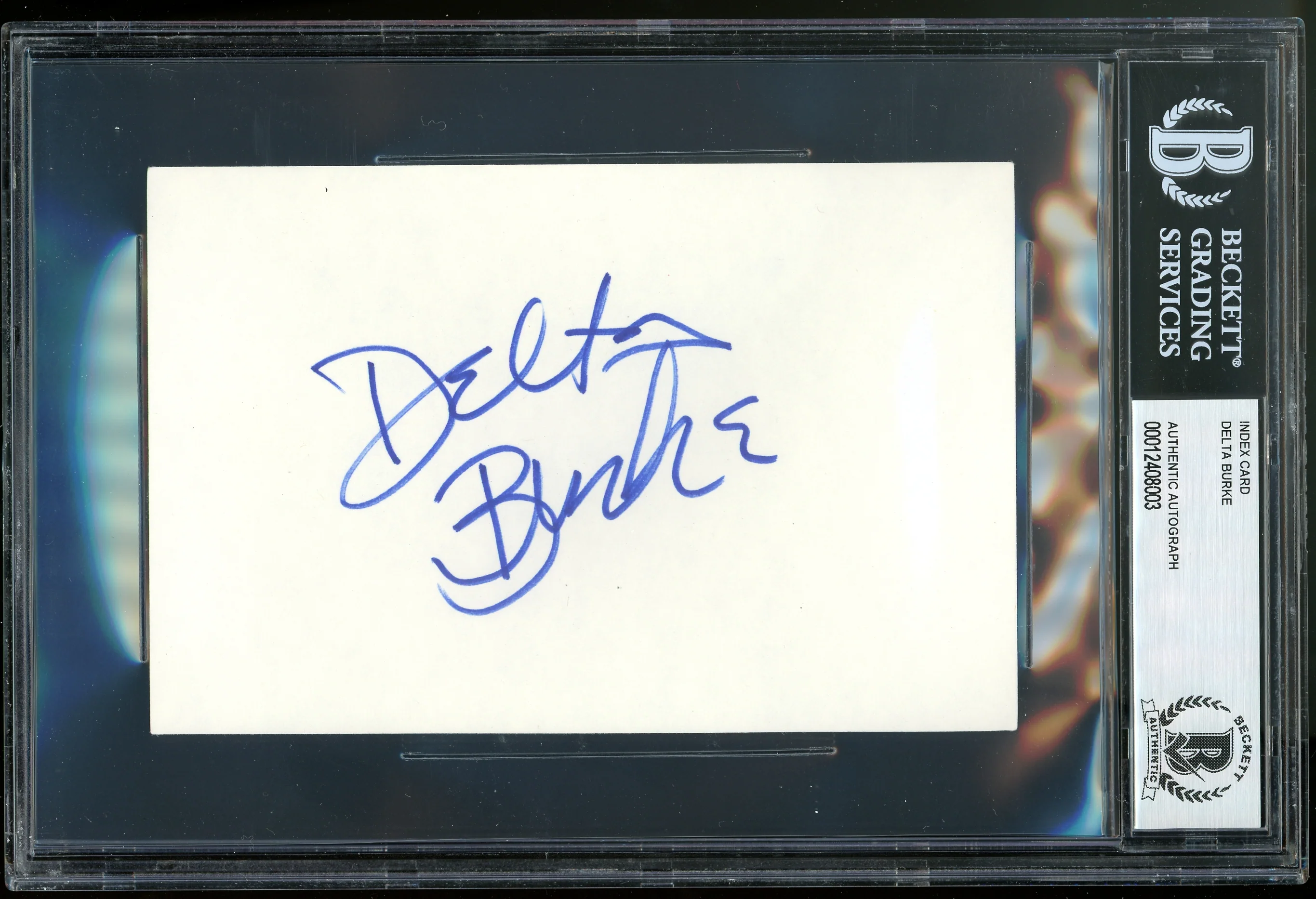 Delta Burke Designing Women Authentic Signed 4x6 Index Card Autographed BAS Slab - Image 2