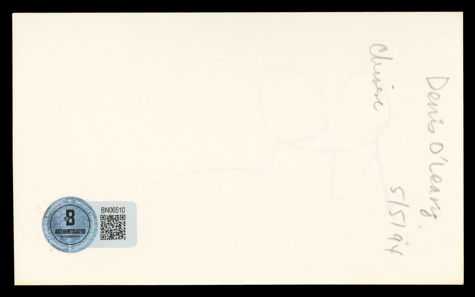 Denis Leary Rescue Me Authentic Signed 3x5 Index Card Autographed BAS #BN06510 - Image 3