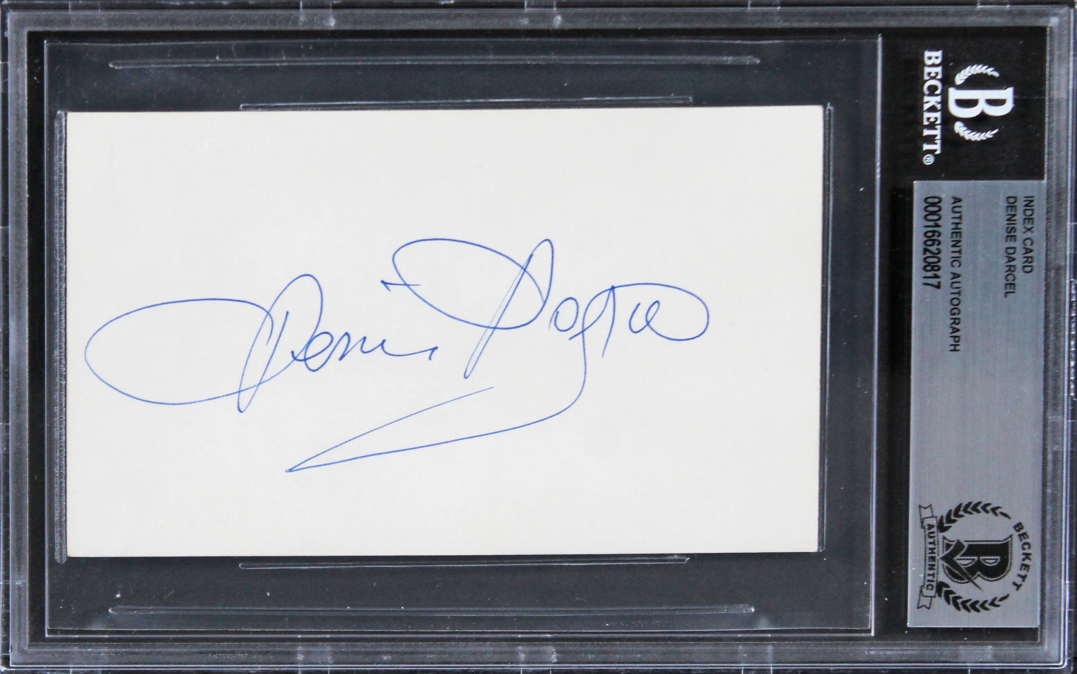 Denise Darcel Vera Cruz Authentic Signed 3x5 Index Card BAS Slabbed 1
