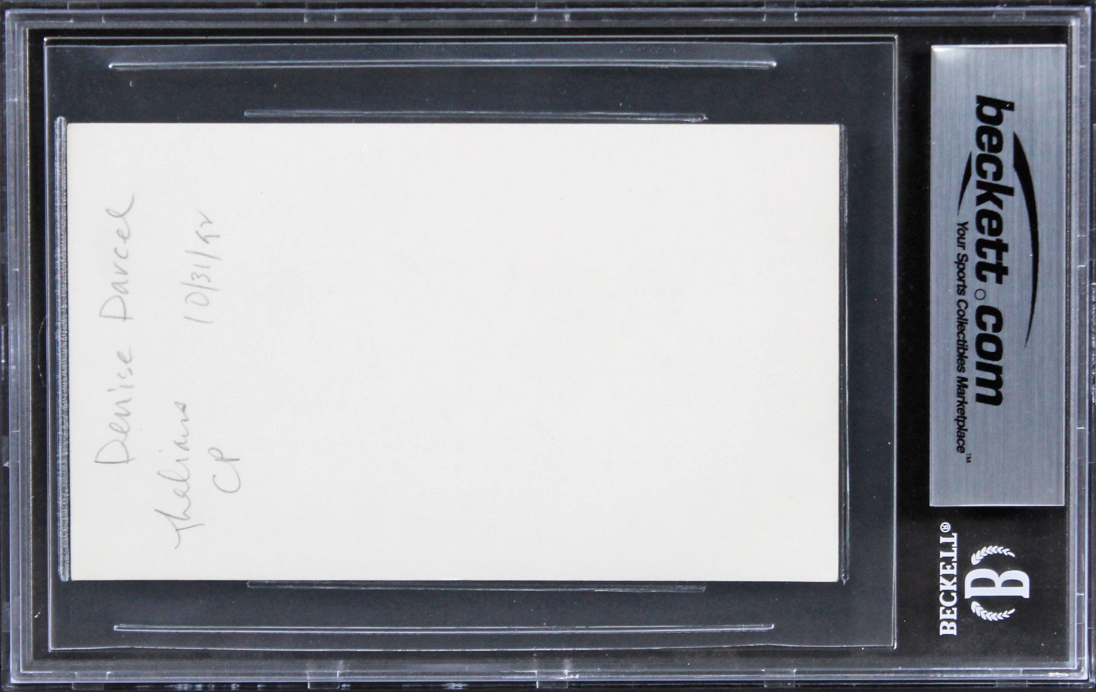 Denise Darcel Vera Cruz Authentic Signed 3x5 Index Card BAS Slabbed 1 - Image 3