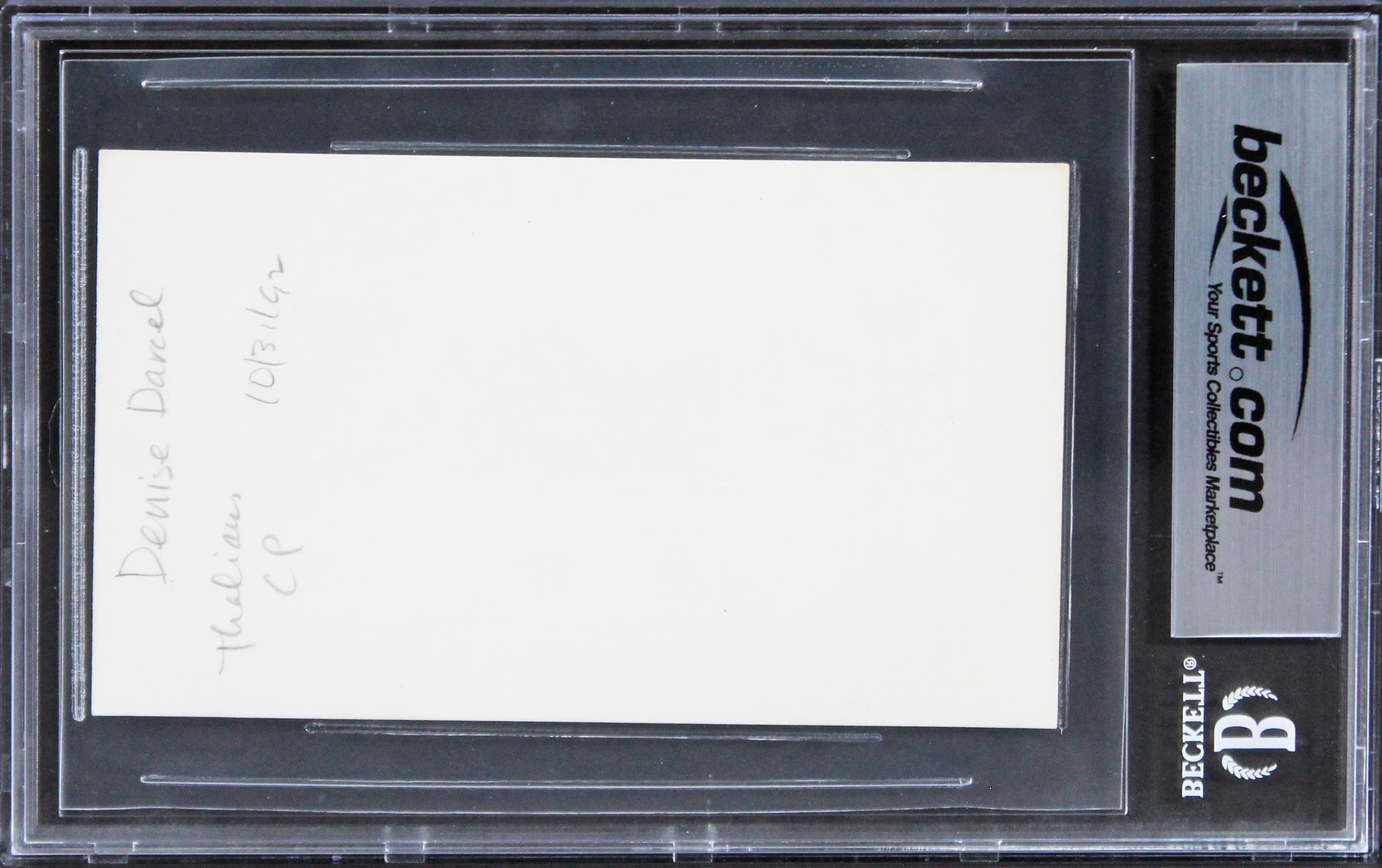 Denise Darcel Vera Cruz Authentic Signed 3x5 Index Card BAS Slabbed 2 - Image 3