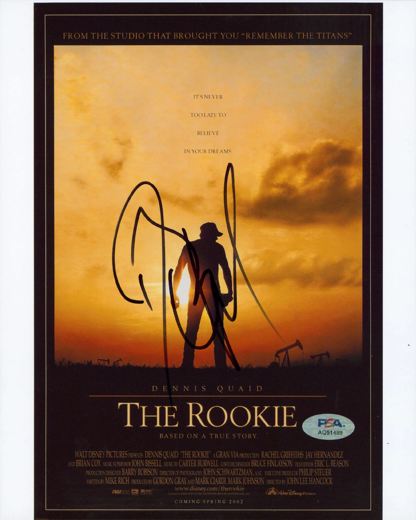 Dennis Quaid The Rookie Authentic Signed 8x10 Vertical Photo PSA/DNA #AQ51489 - Image 2