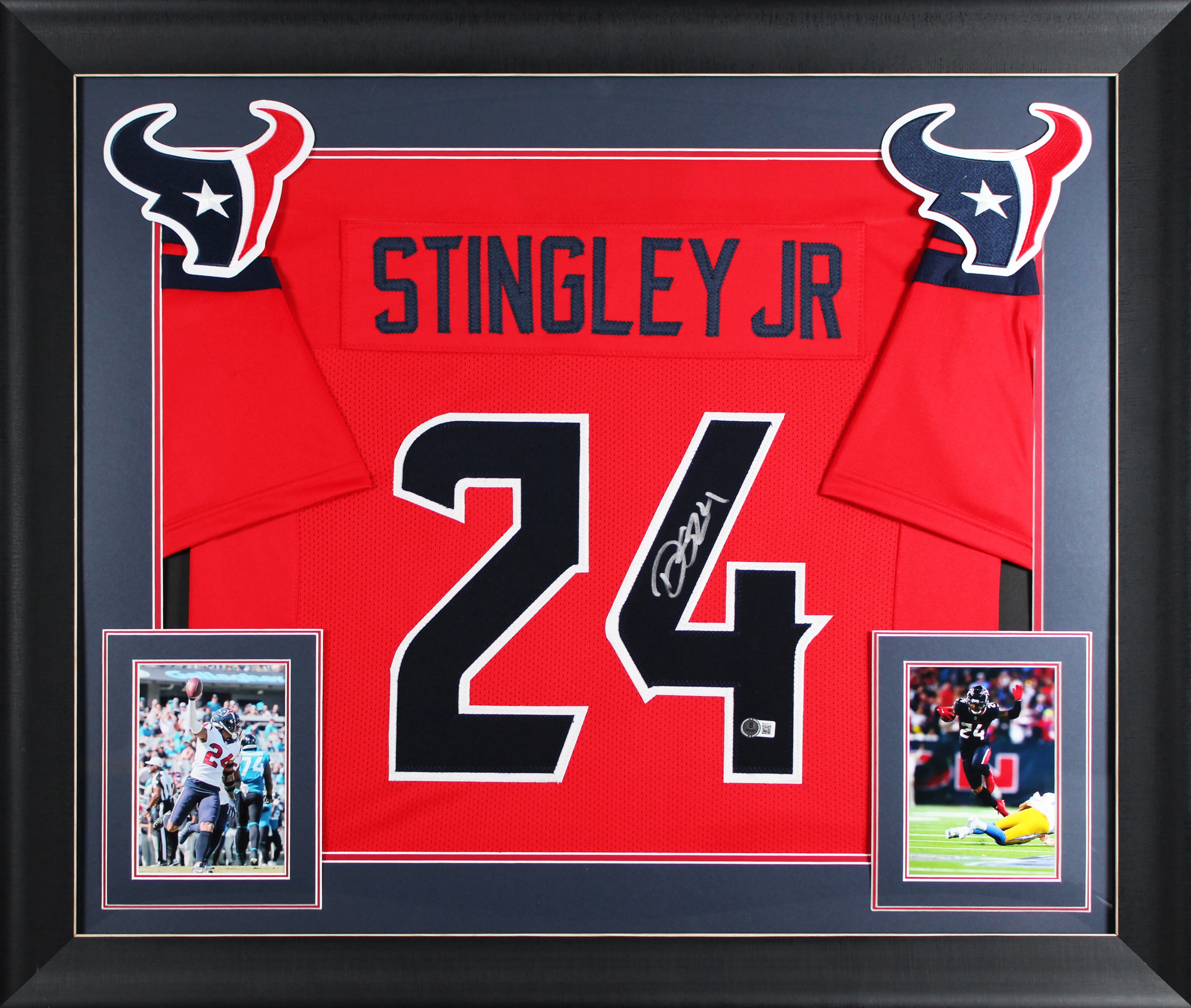 Derek Stingley Jr. Authentic Signed Red Pro Style Framed Jersey BAS Witnessed - Image 2