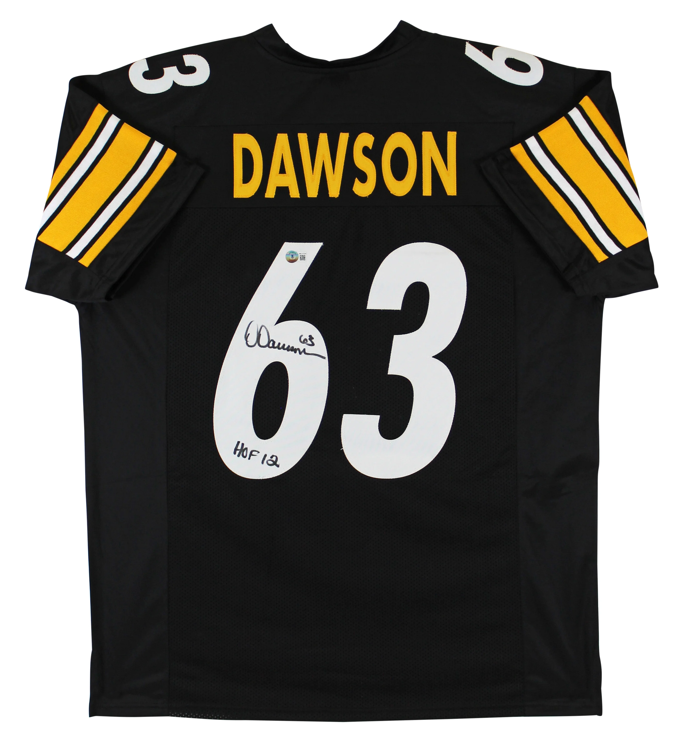 Dermontti Dawson "HOF 12" Authentic Signed Black Pro Style Jersey BAS Witnessed - Image 2
