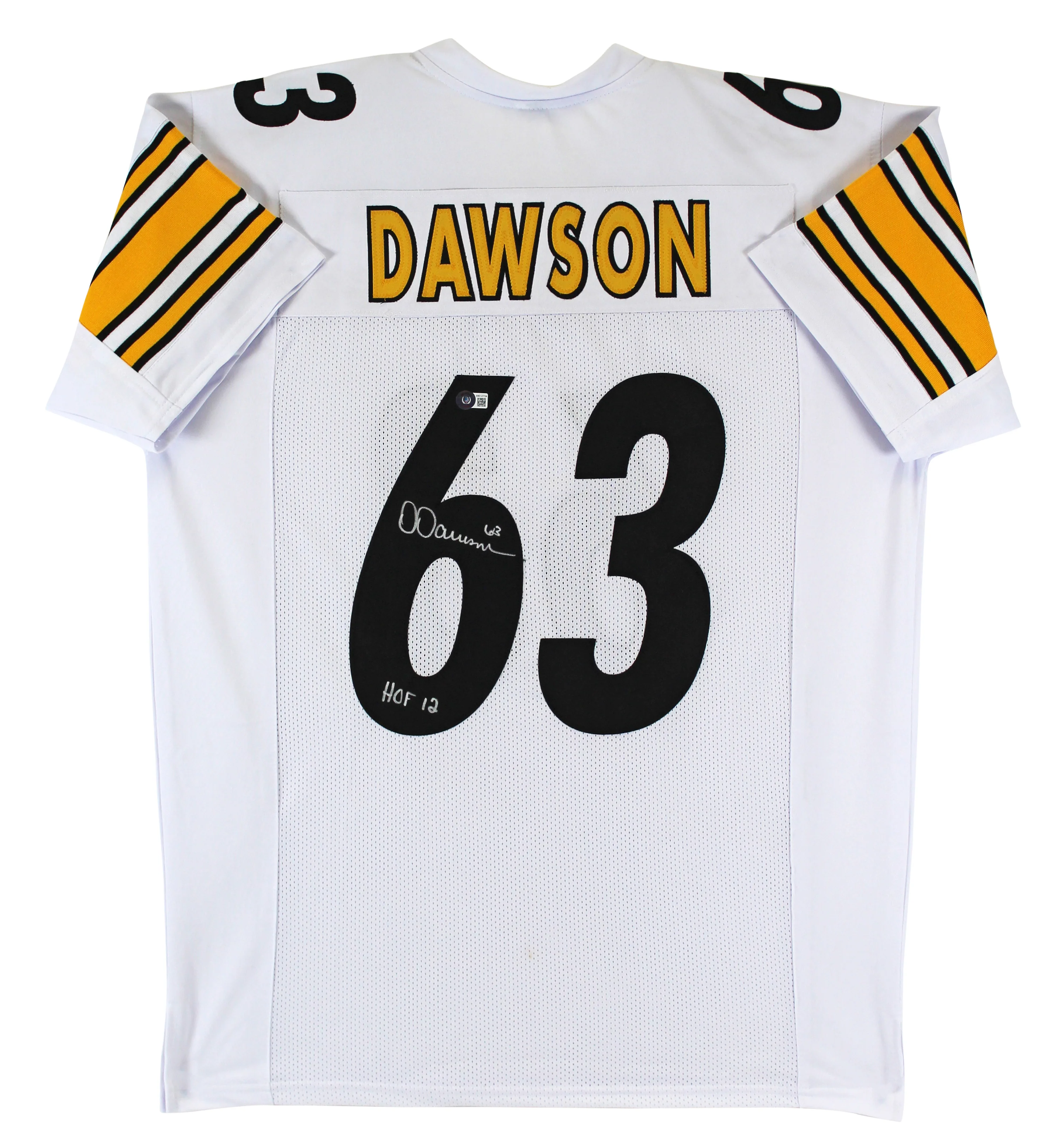 Dermontti Dawson "HOF 12" Authentic Signed White Pro Style Jersey BAS Witnessed - Image 2