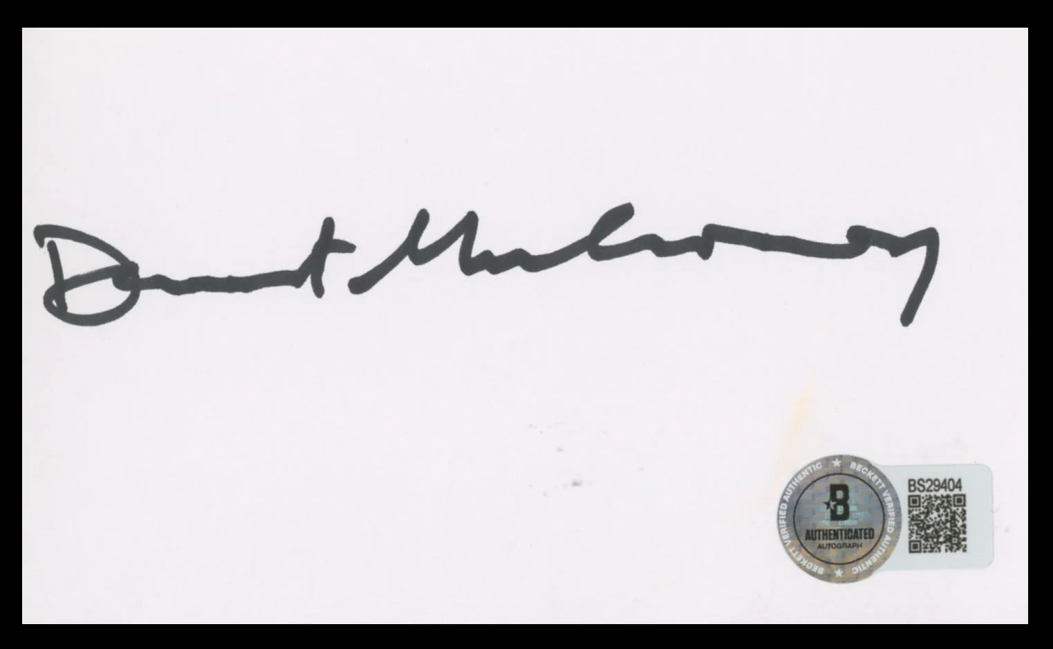Dermot Mulroney My Best Friend's Wedding Signed 3x5 Index Card BAS #BS29404