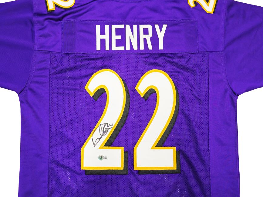 Derrick Henry Baltimore Signed Purple Football Jersey BAS ITP - Image 2