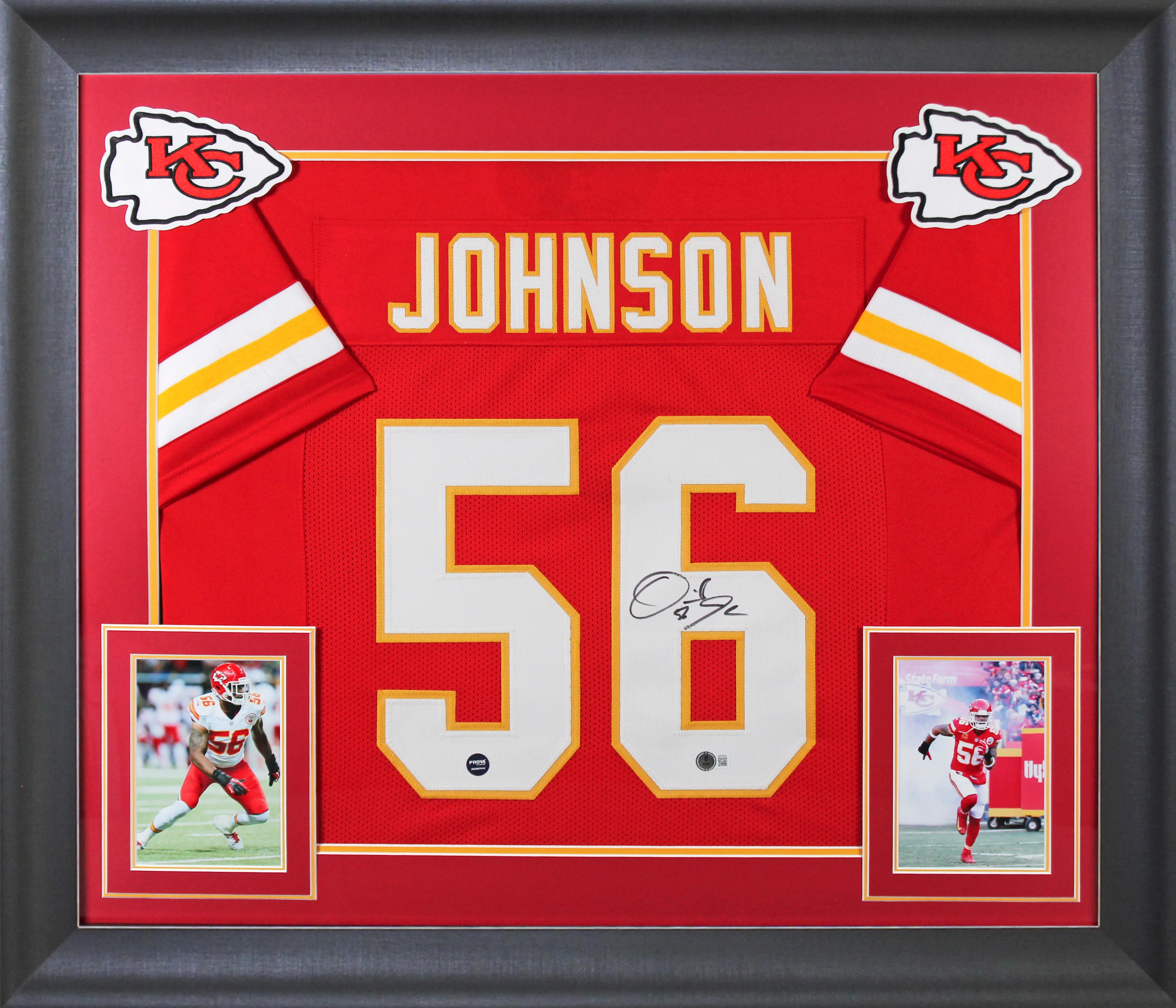 Derrick Johnson Authentic Signed Red Pro Style Framed Jersey BAS Witnessed - Image 2