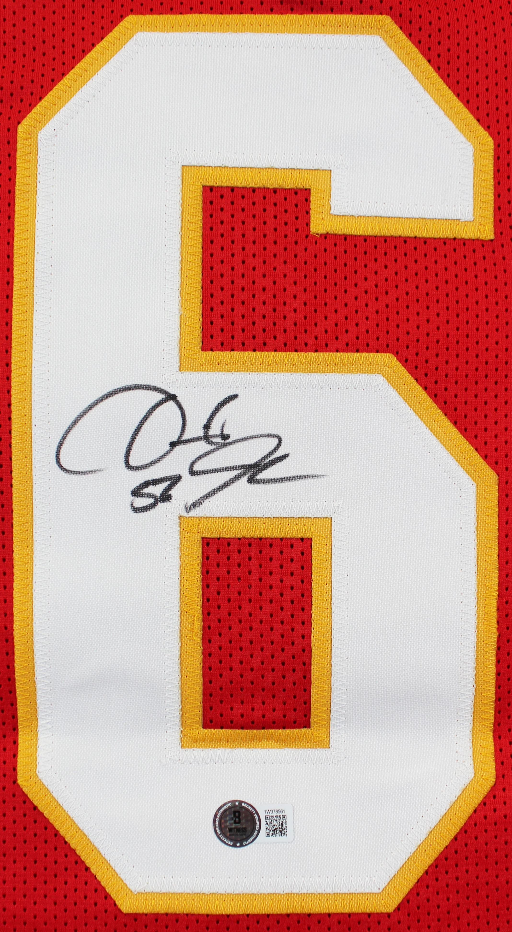 Derrick Johnson Authentic Signed Red Pro Style Jersey Autographed BAS Witnessed - Image 3