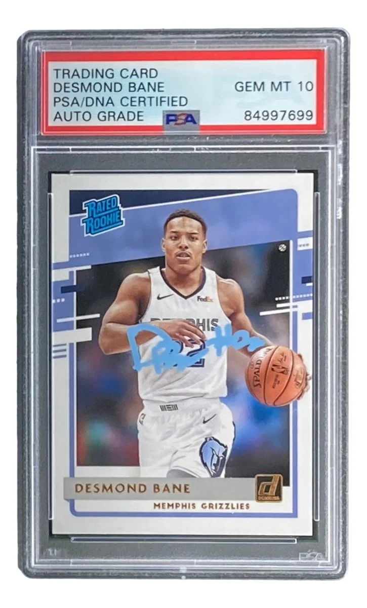 Desmond Bane Signed In Blue 2020 Donruss Rookies #240 Rookie Card PSA/DNA Gem MT 10 - Image 4