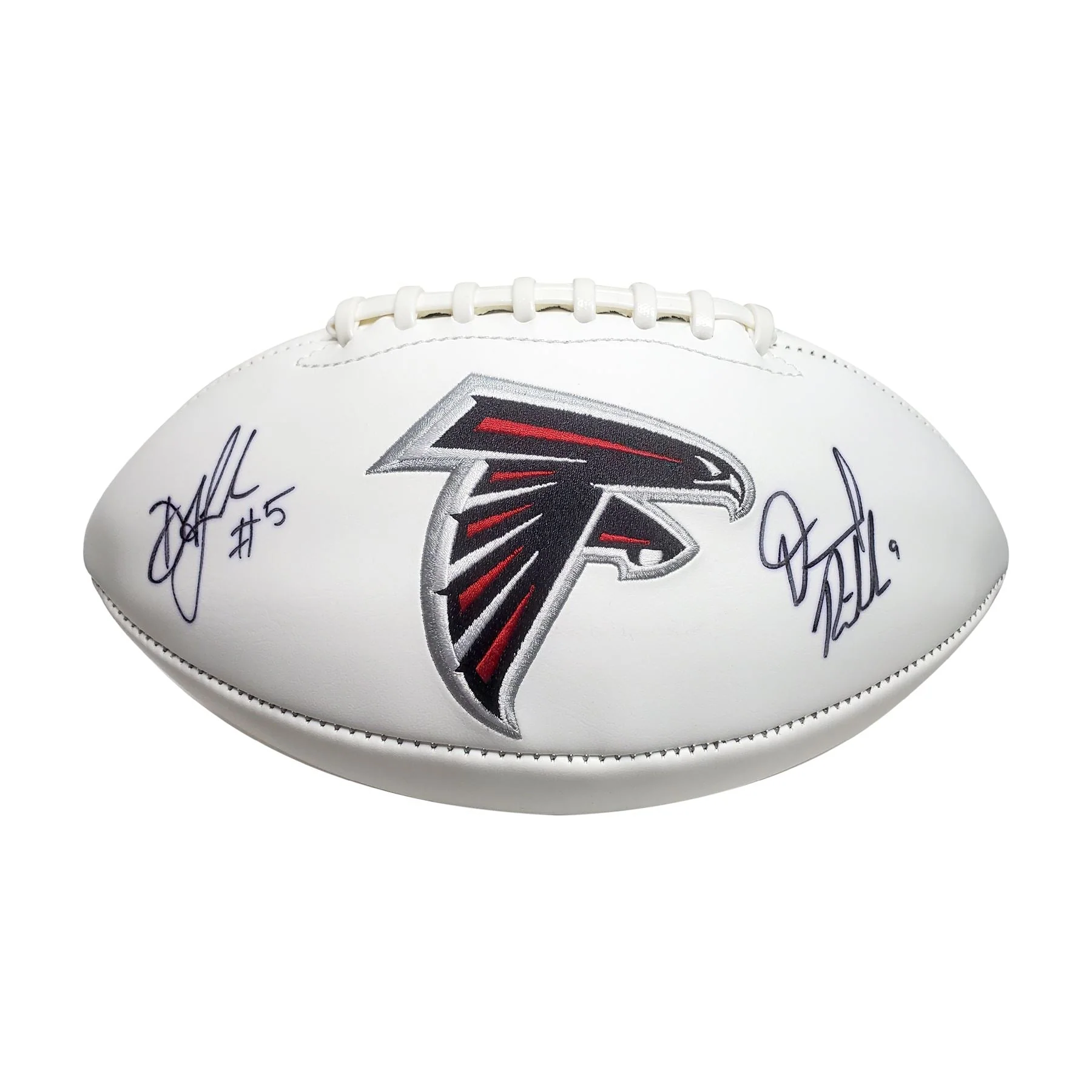 Desond Ridder/Drake London signed Falcons Logo Football - Beckett Authentication