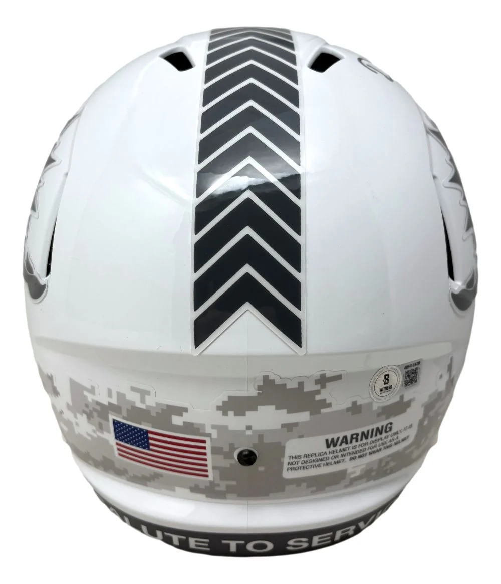 De'Von Achane Signed Dolphins FS Salute To Service Replica Speed Helmet BAS - Image 3