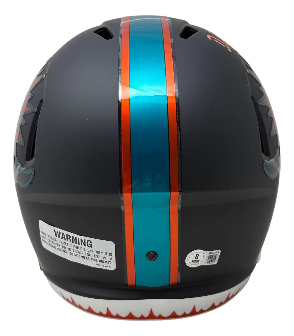 De'Von Achane Signed Miami Dolphins FS Rivalries Replica Speed Helmet BAS - Image 3
