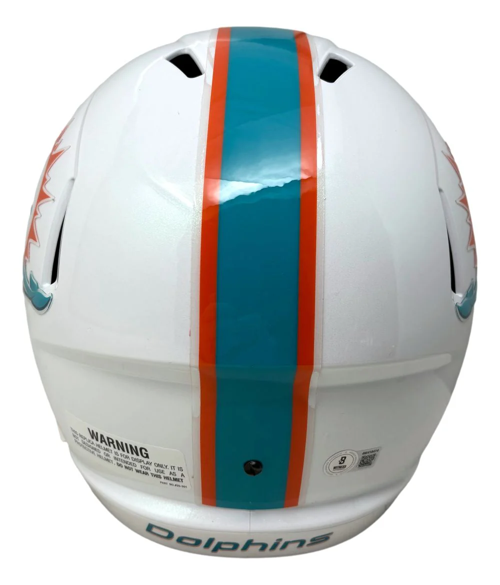 De'Von Achane Signed Miami Dolphins Full Size Replica Speed Helmet BAS - Image 3