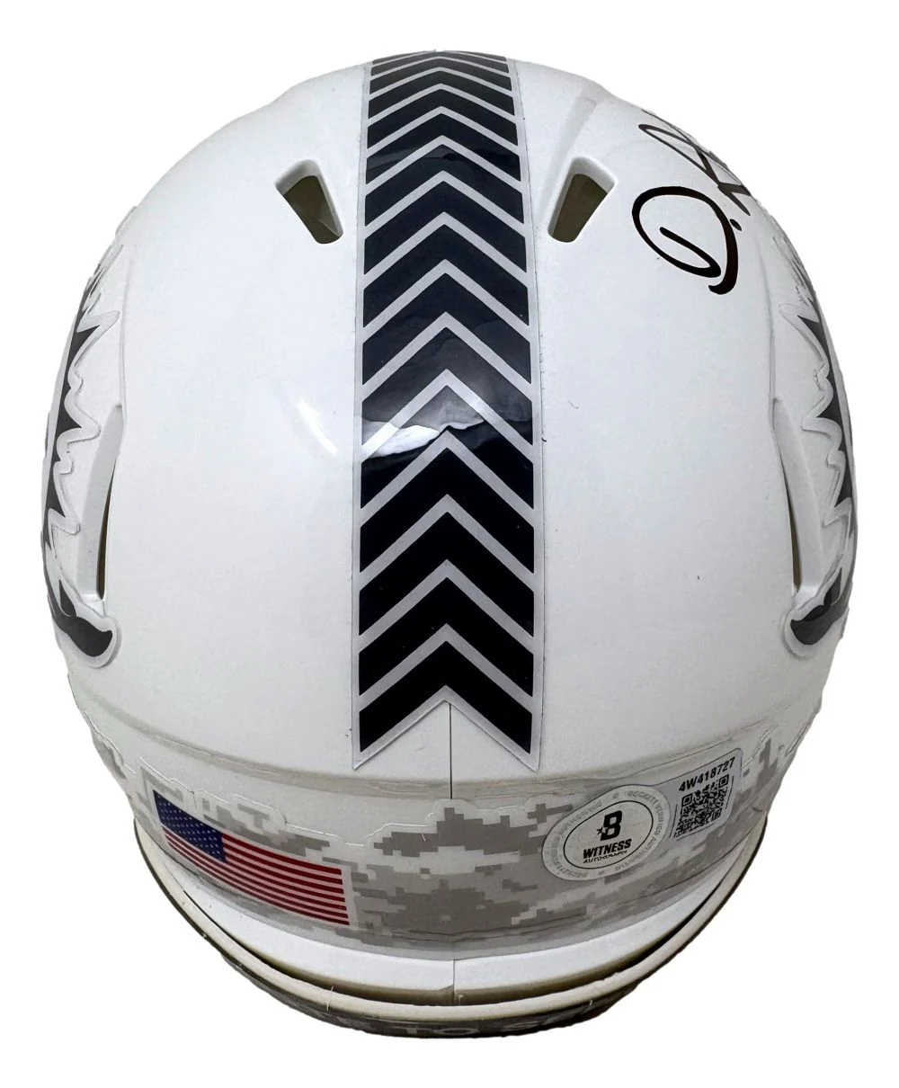 De'Von Achane Signed Miami Dolphins Salute To Service Mini Speed Helmet BAS - Image 2