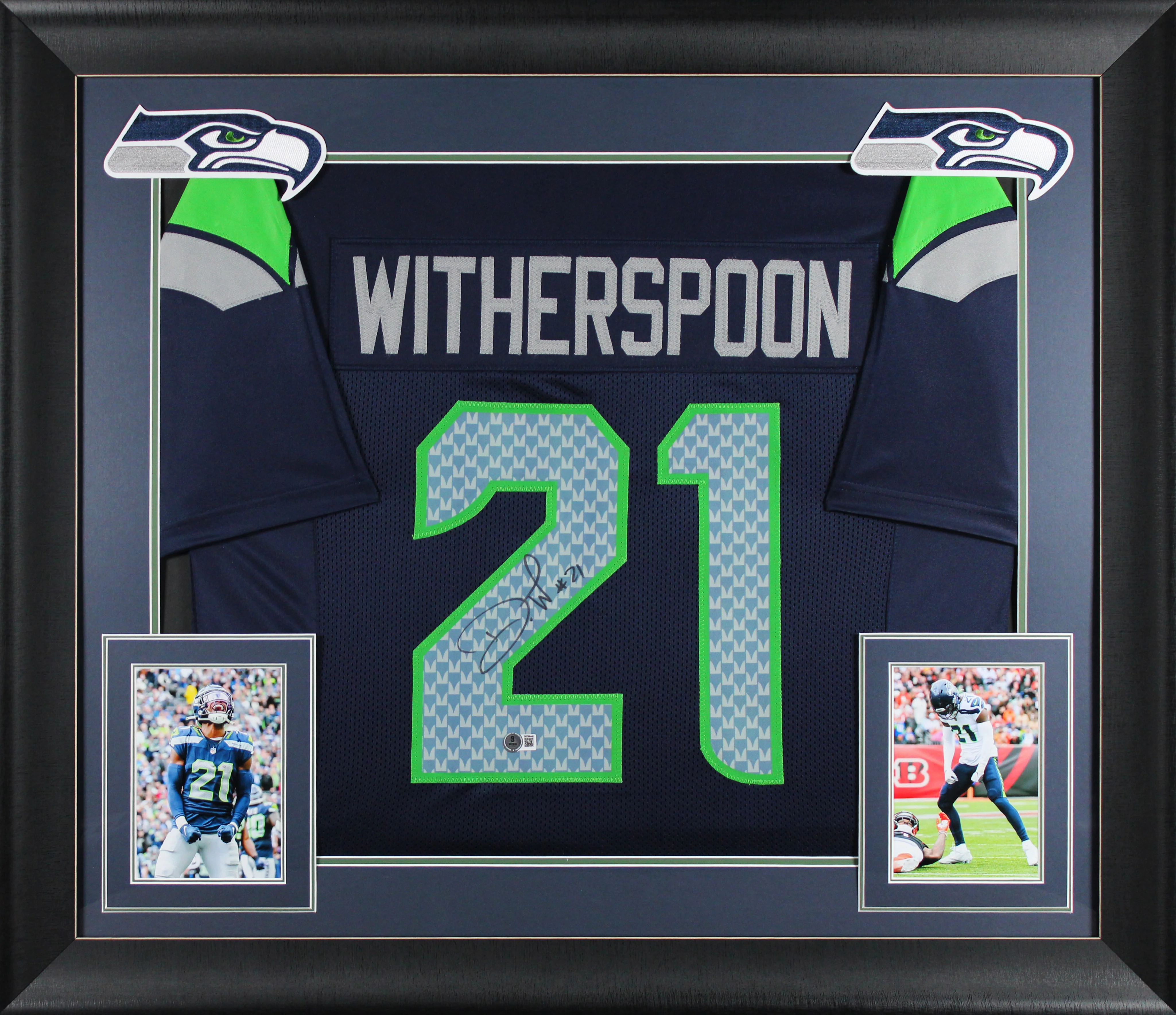 Devon Witherspoon Authentic Signed Navy Pro Style Framed Jersey BAS Witnessed - Image 2