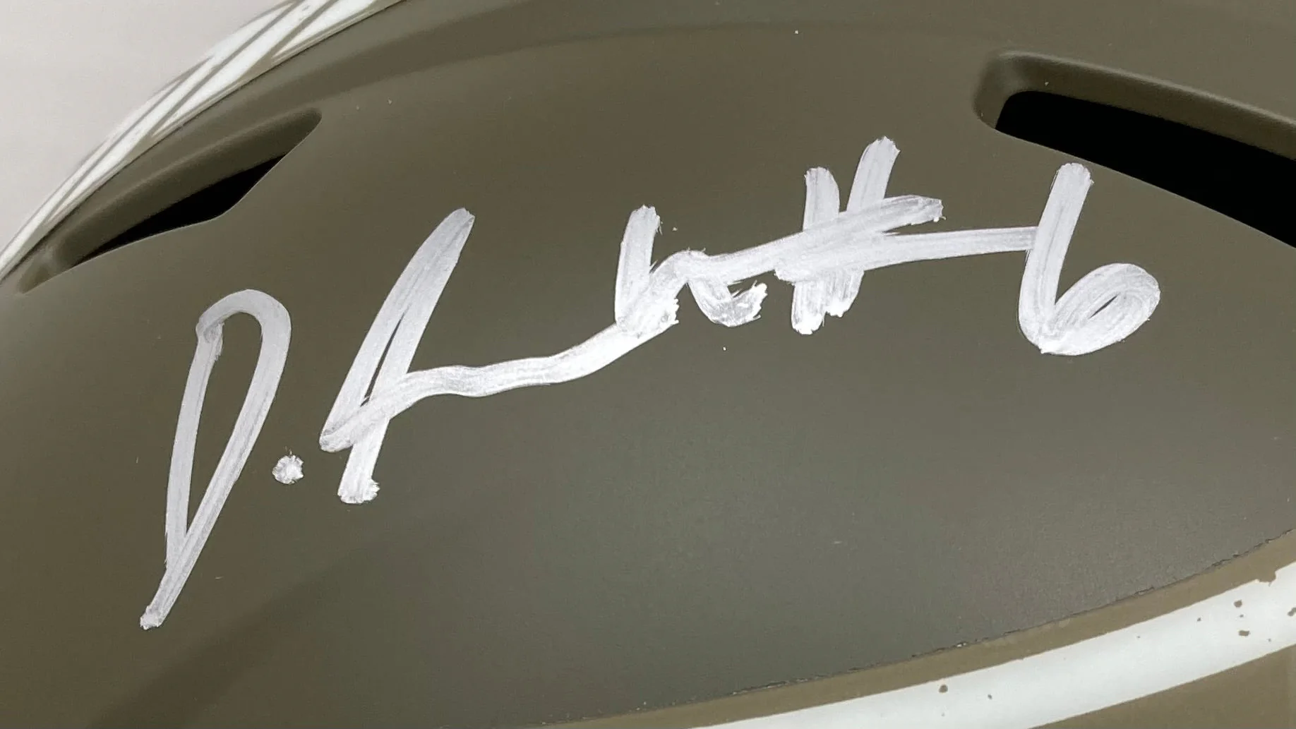Devonta Smith Signed Eagles FS Salute To Service Speed Replica Helmet Fanatics - Image 2