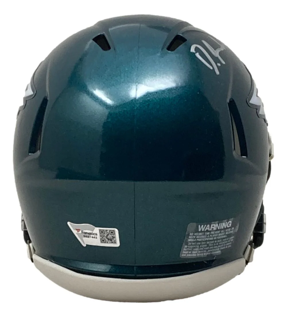 Devonta Smith Signed Eagles Mini Speed Helmet Fanatics w/ Super Bowl 59 LIX Case - Image 3