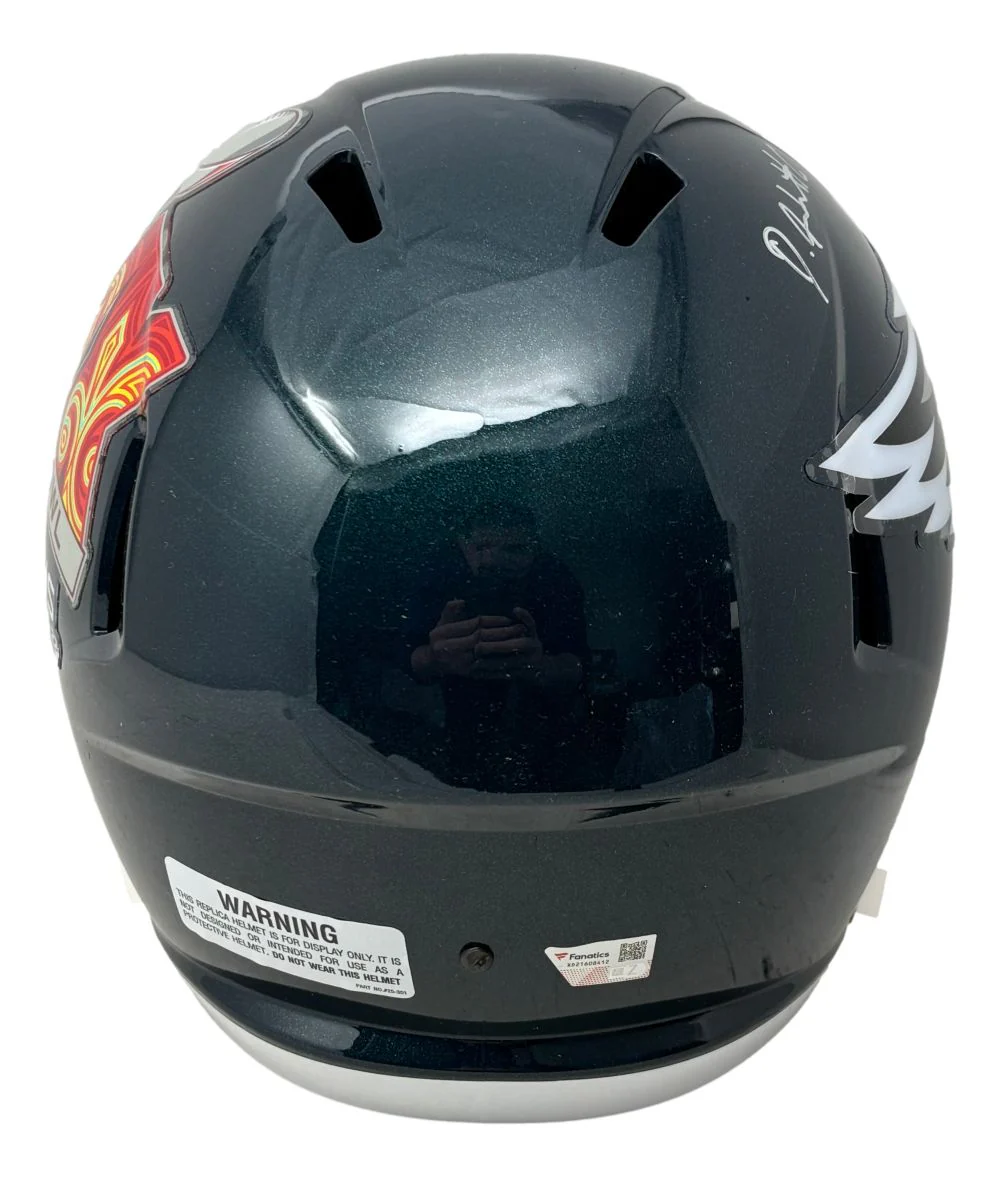 Devonta Smith Signed Eagles Super Bowl 59 FS Replica Helmet Fanatics w/ Case - Image 4