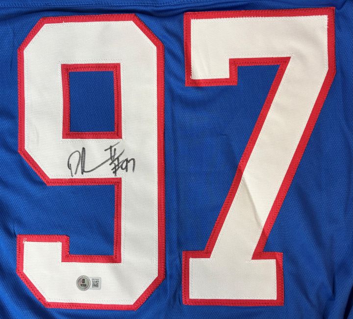 Dexter Lawrence New York Signed Throwback Blue Pro-Cut Football Jersey BAS - Image 2
