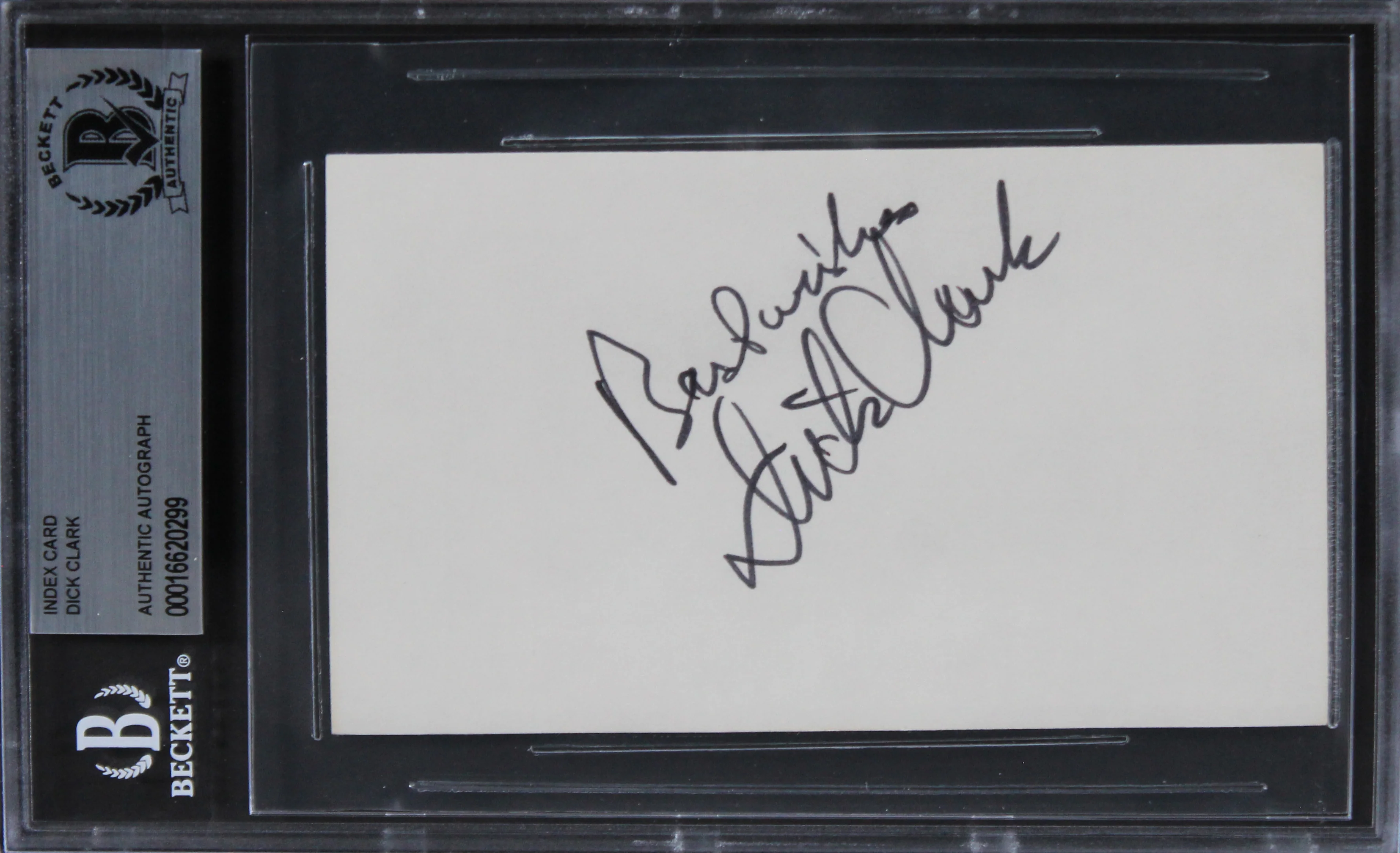 Dick Clark American Bandstand "Best Wishes" Signed 3x5 Index Card BAS Slabbed - Image 2