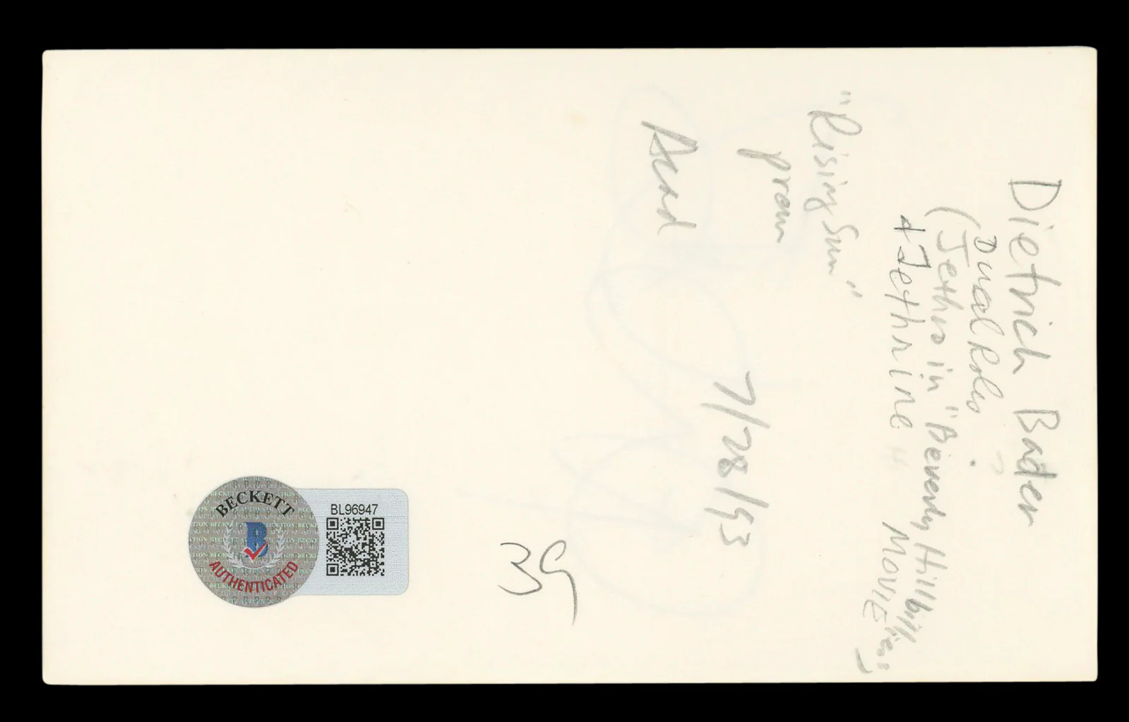 Diedrich Bader Napoleon Dynamite Authentic Signed 3x5 Index Card BAS #BL96947 - Image 3