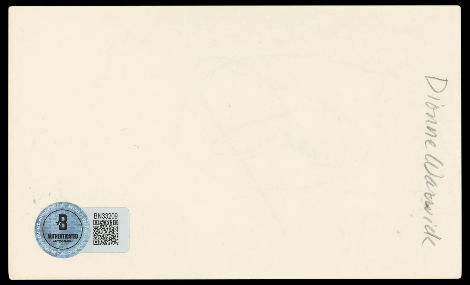 Dionne Warwick Authentic Signed 3x5 Index Card Autographed BAS #BN33209 - Image 3