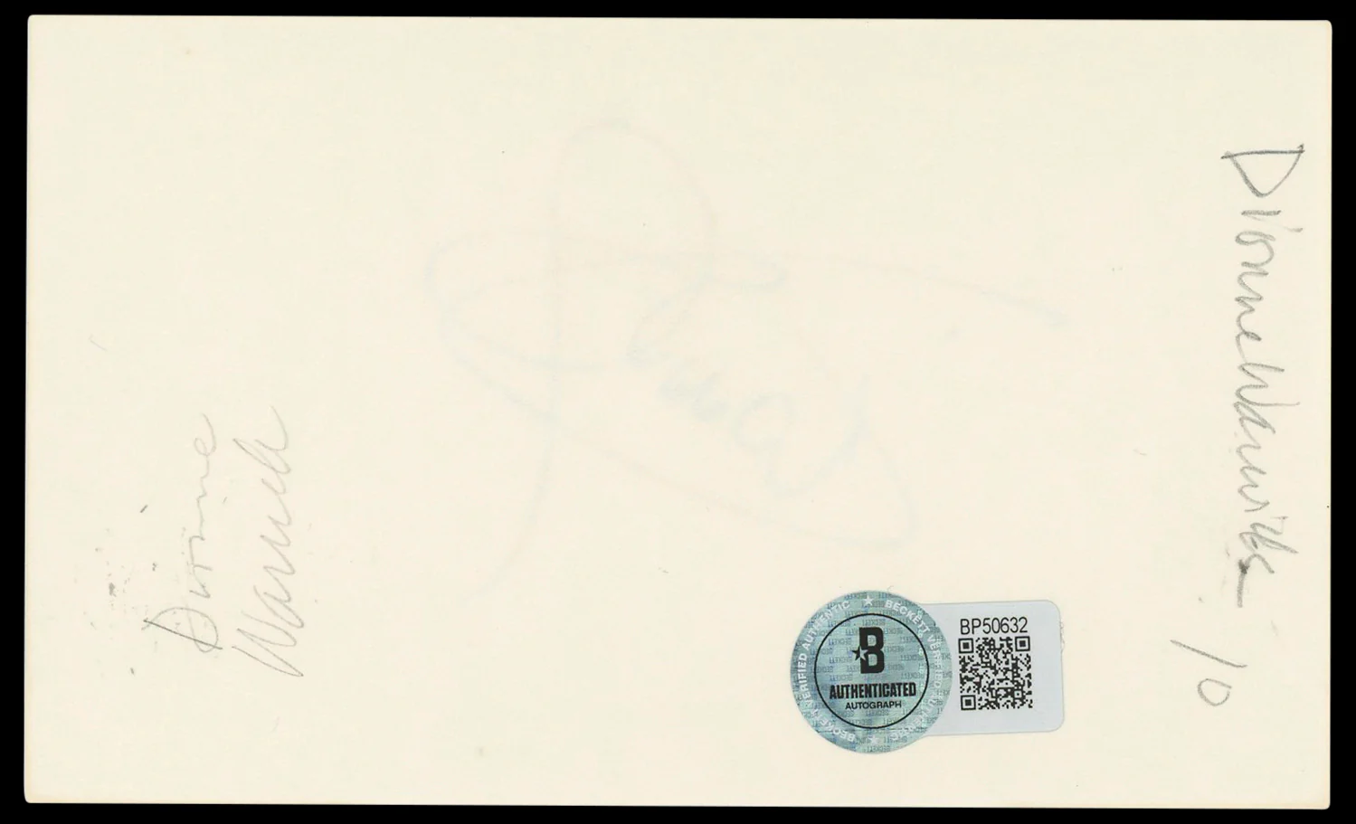 Dionne Warwick Authentic Signed 3x5 Index Card Autographed BAS #BP50632 - Image 3