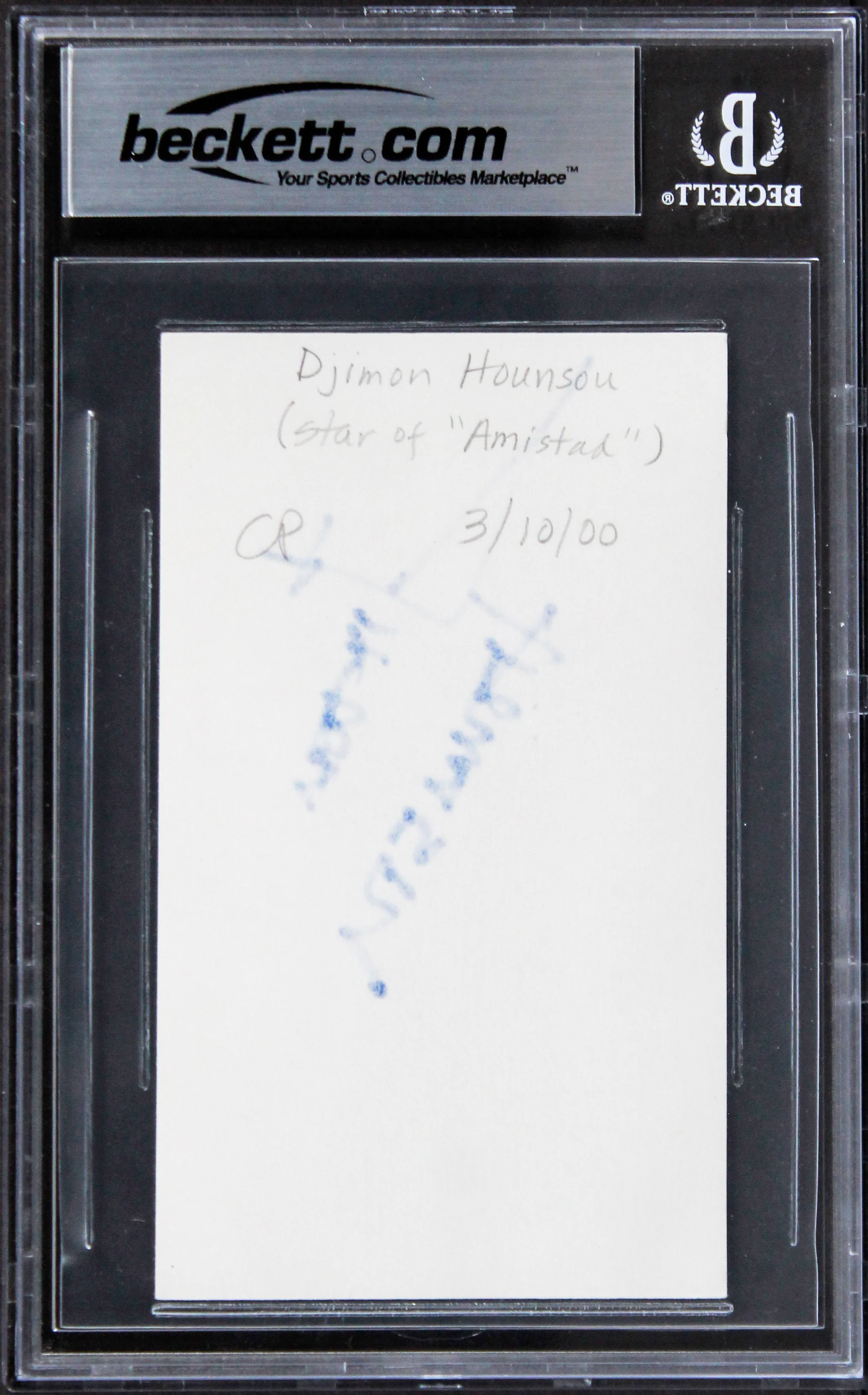 Djimon Hounsou Blood Diamond Authentic Signed 3x5 Index Card BAS Slabbed - Image 3