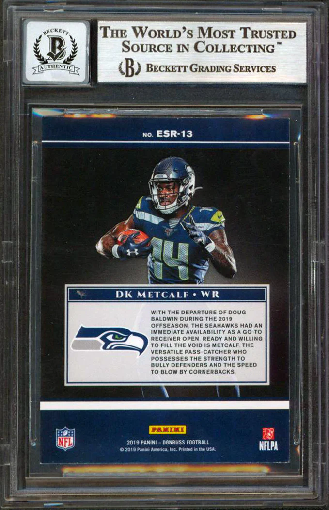DK Metcalf Signed 2019 Donruss Elite Series Rookies #13 Card Auto 10 BAS Slab - Image 3