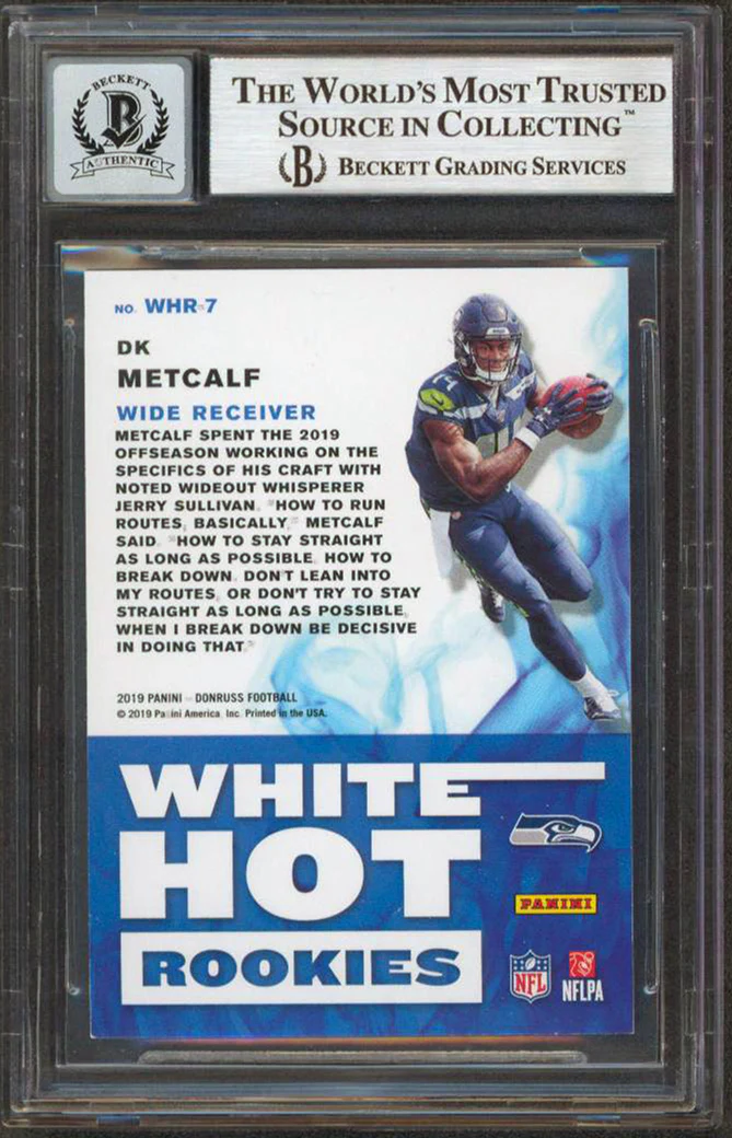 DK Metcalf Signed 2019 Donruss White Hot Rookies #7 Card Auto 10 BAS Slabbed - Image 3