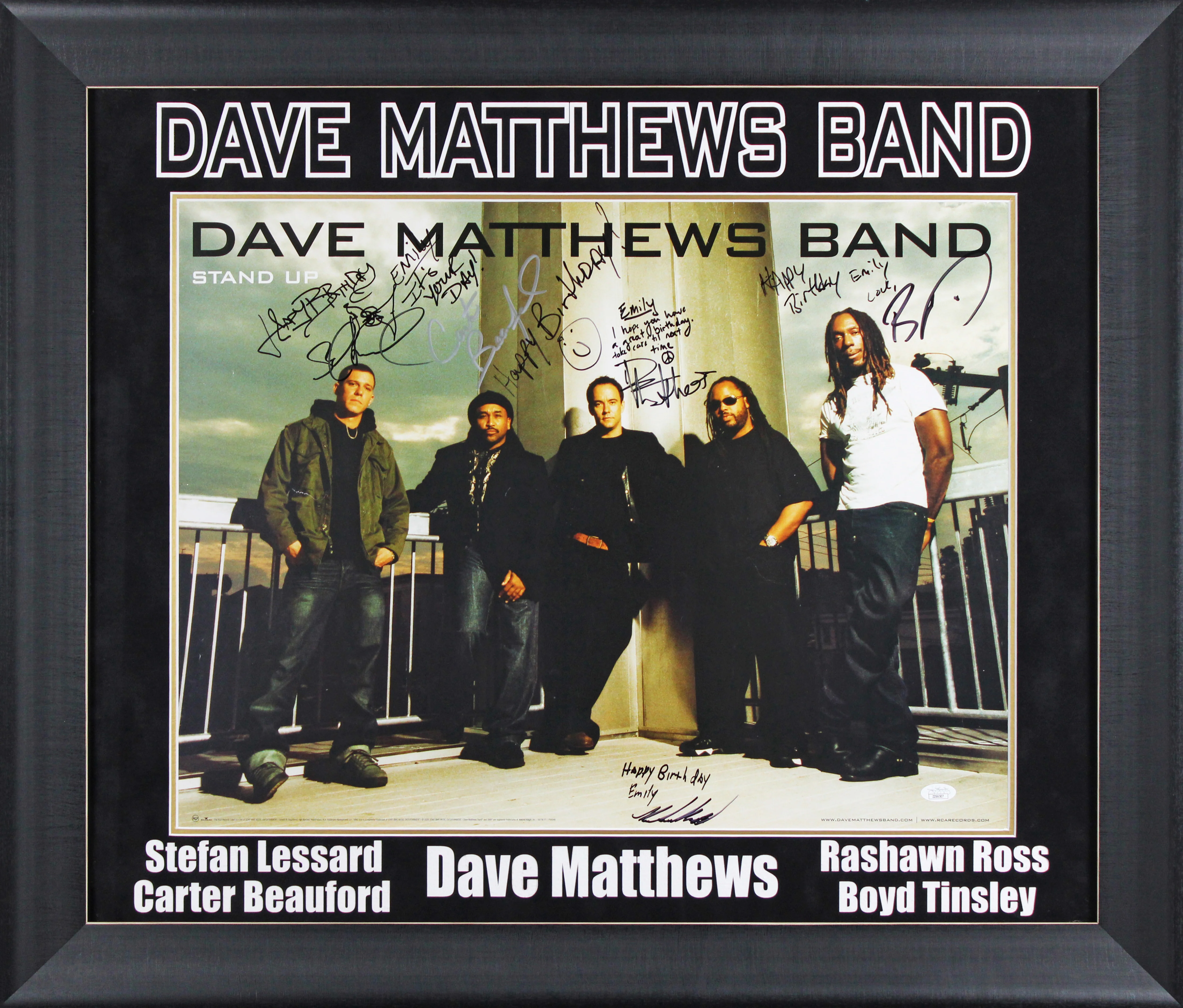 DMB (5) Matthews, Lessard, Tinsley +2 Signed & Framed 18x24 Poster JSA #ZZ66507