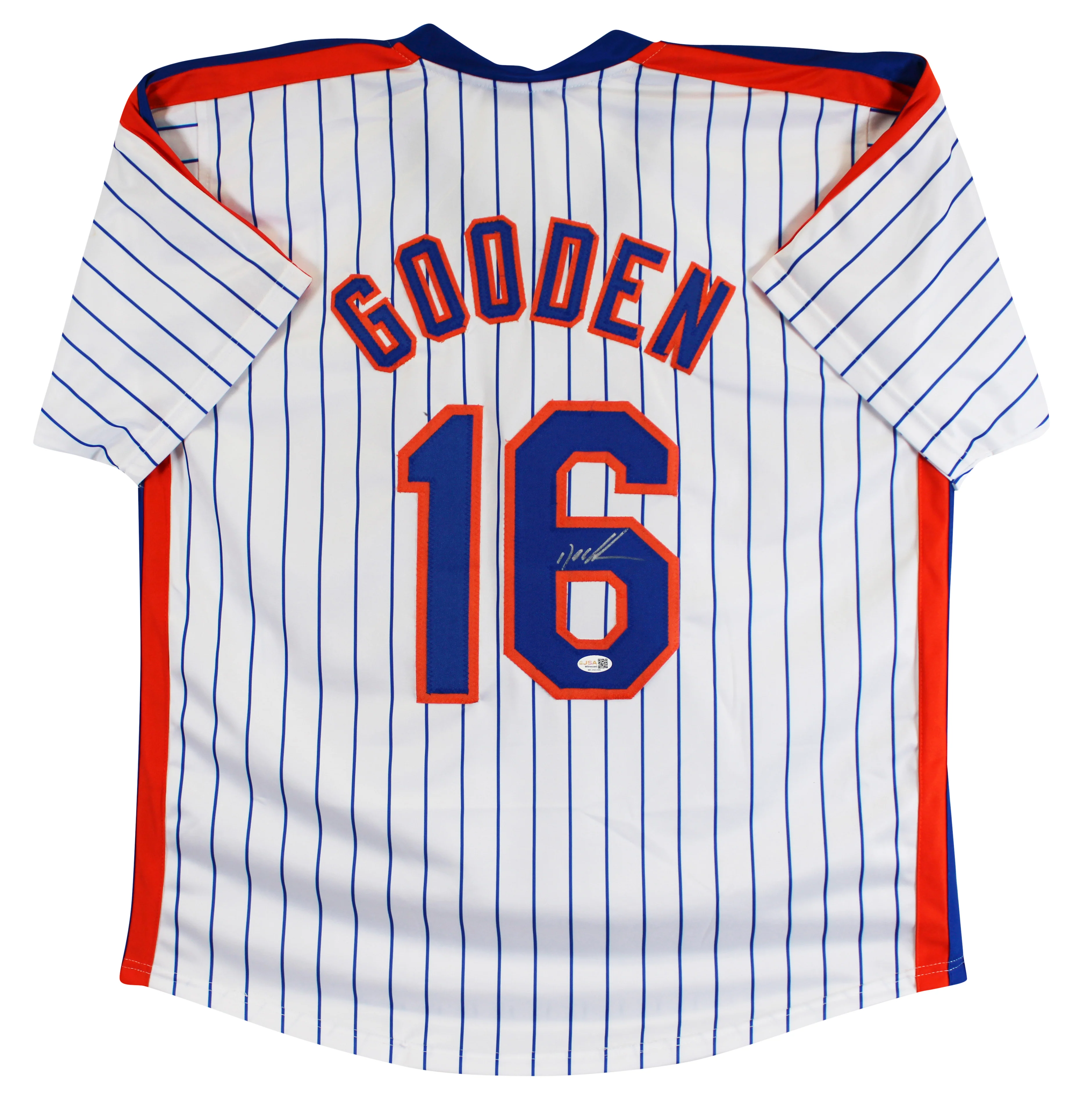 Doc Gooden Authentic Signed White Pinstripe Pro Style Jersey JSA Witness - Image 2