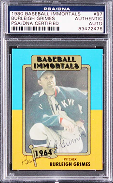 Dodgers Burleigh Grimes Signed 1980 Baseball Immortals #97 Card PSA/DNA Slabbed - Image 2