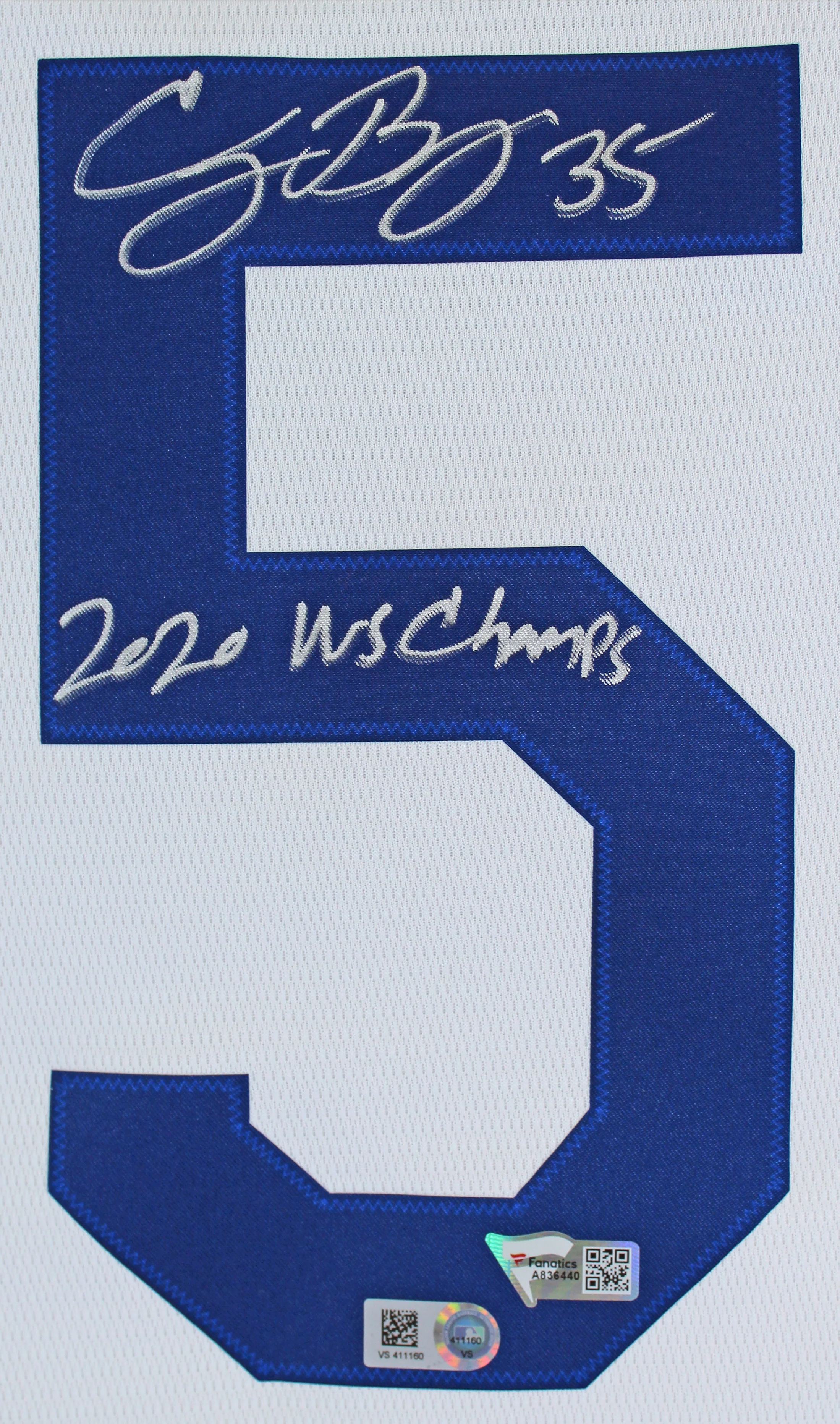 Dodgers Cody Bellinger 2020 WS Champs Signed White Nike Jersey w/ Patch Fanatics - Image 3