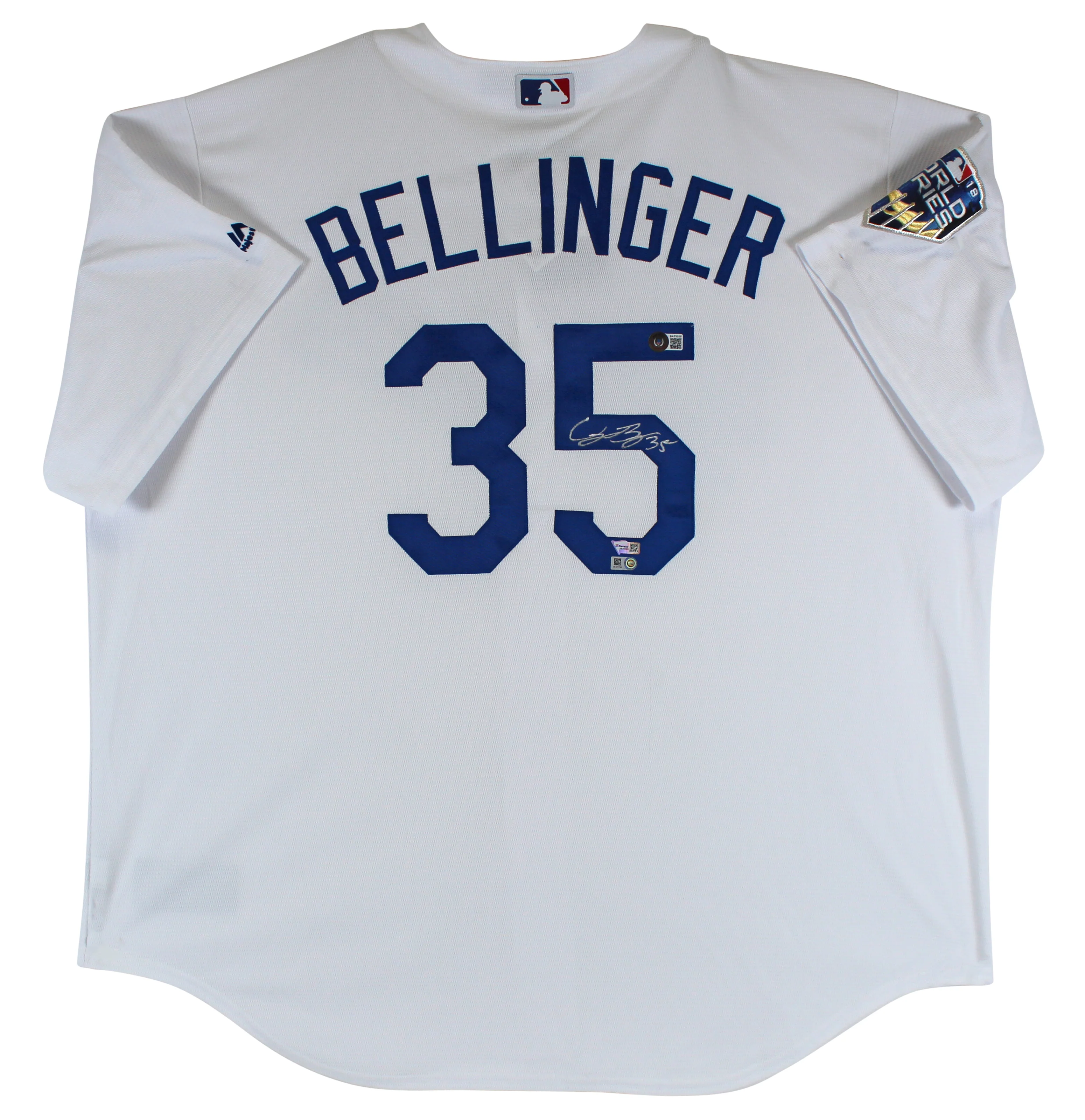 Dodgers Cody Bellinger Signed White Majestic Jersey w/ 2018 WS Patch BAS & MLB - Image 2