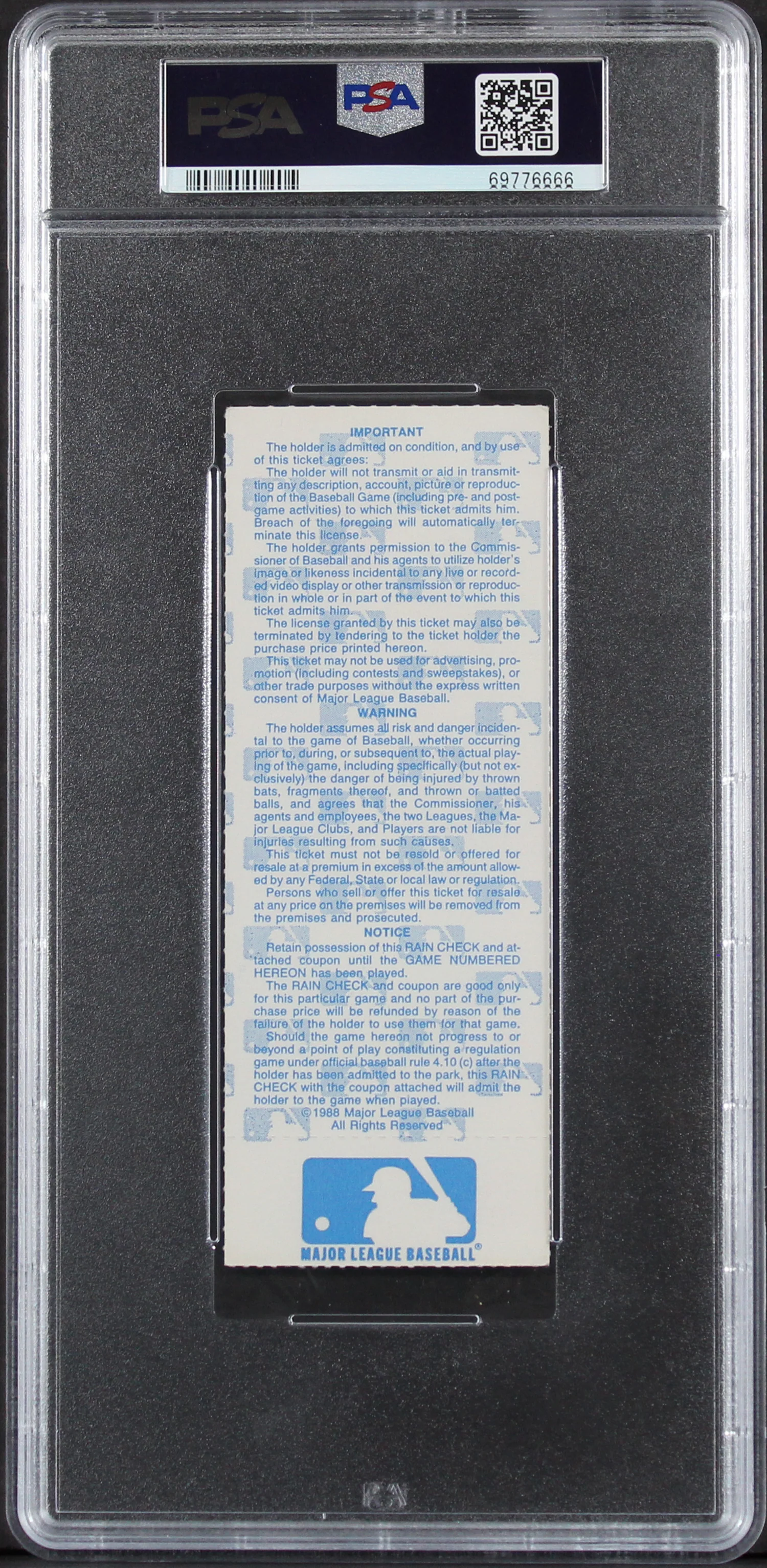 Dodgers Kirk Gibson "2x Insc" Signed 1988 WS Game 1 Ticket Auto 10 PSA Slabbed 2 - Image 3