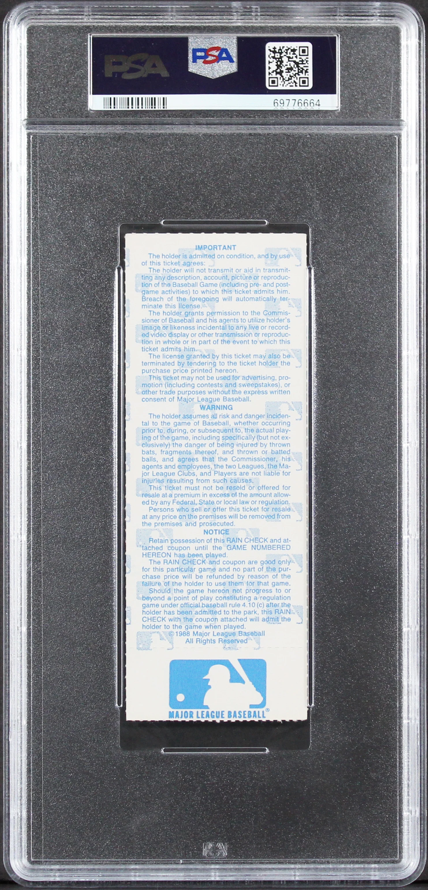 Dodgers Kirk Gibson "2x Insc" Signed 1988 WS Game 1 Ticket Auto 10 PSA Slabbed 3 - Image 3