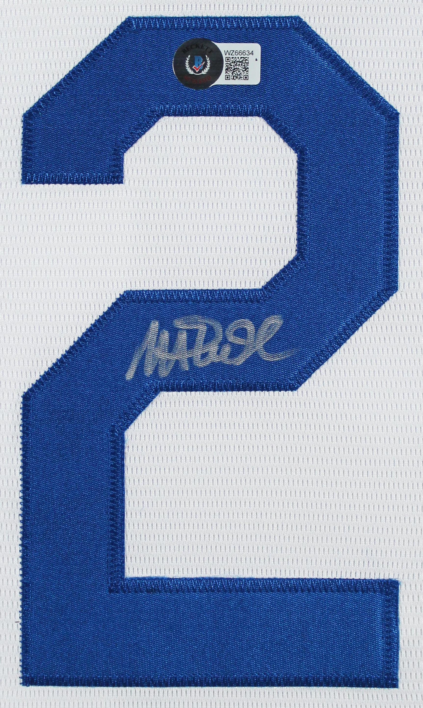 Dodgers Magic Johnson Signed White Majestic Coolbase Framed Jersey BAS Witnessed - Image 3