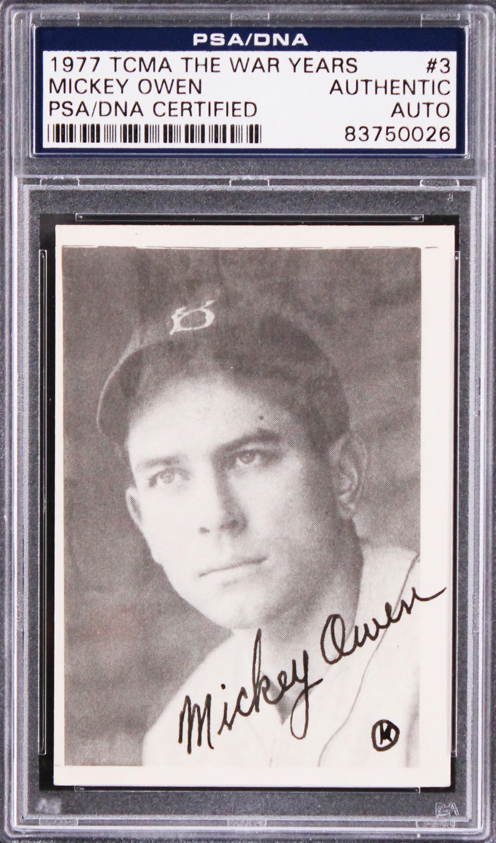 Dodgers Mickey Owen Authentic Signed 1977 TCMA The War Years #3 Card PSA Slab - Image 2