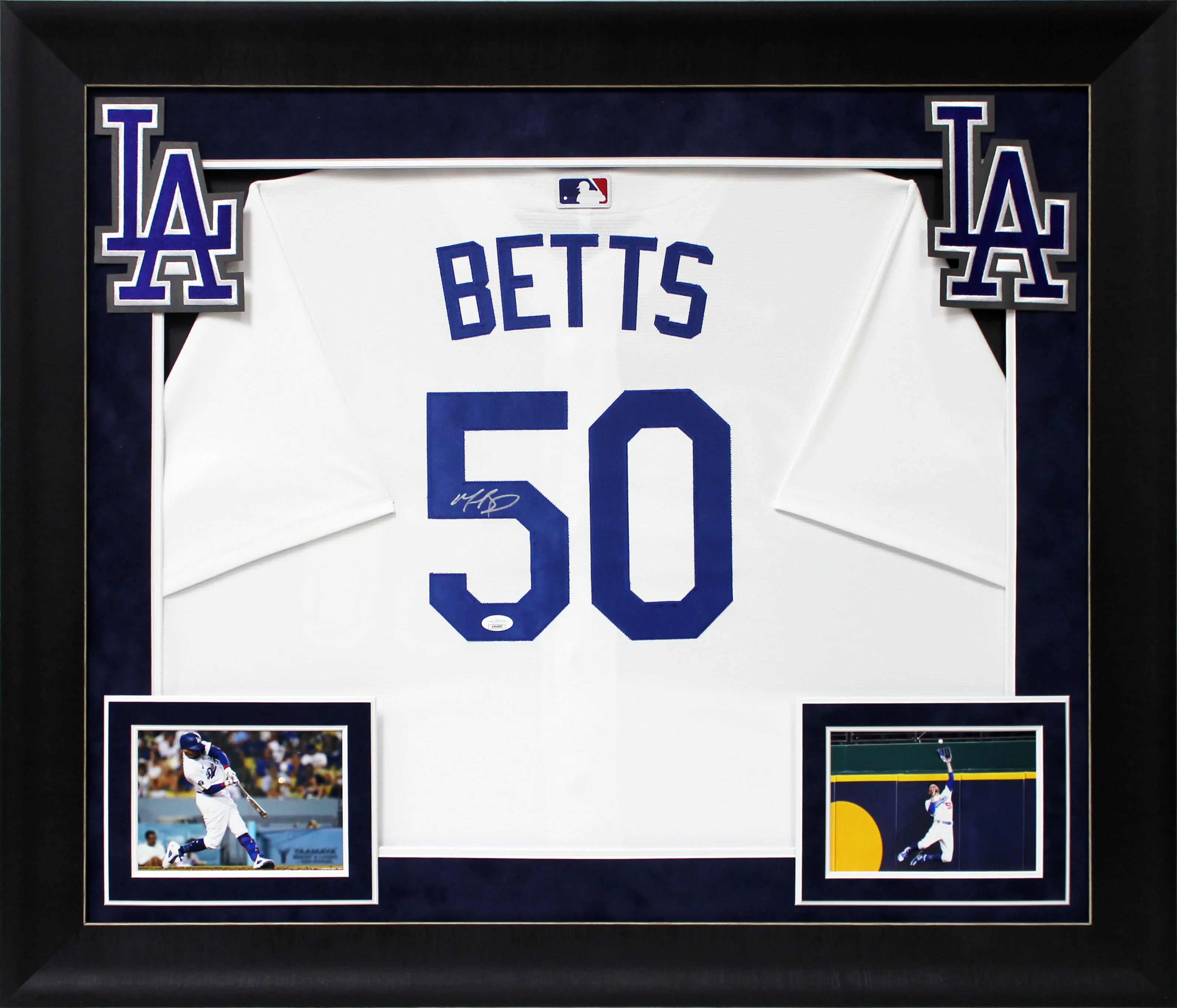 Dodgers Mookie Betts Signed White Majestic Cool Base Framed Jersey JSA Witnessed - Image 2