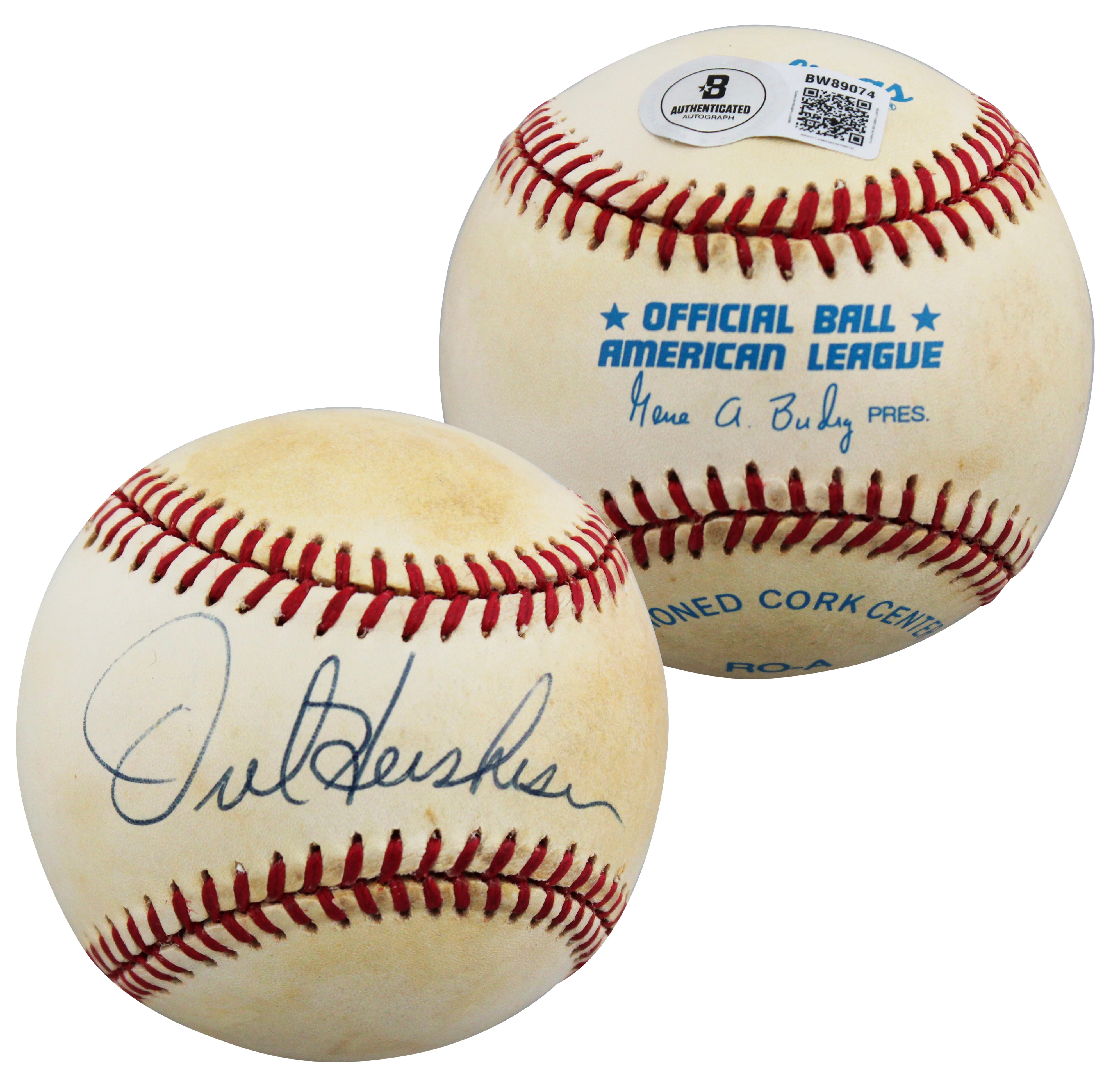 Dodgers Orel Hershiser Authentic Signed Gene Budig OAL Baseball BAS #BW89074 - Image 2