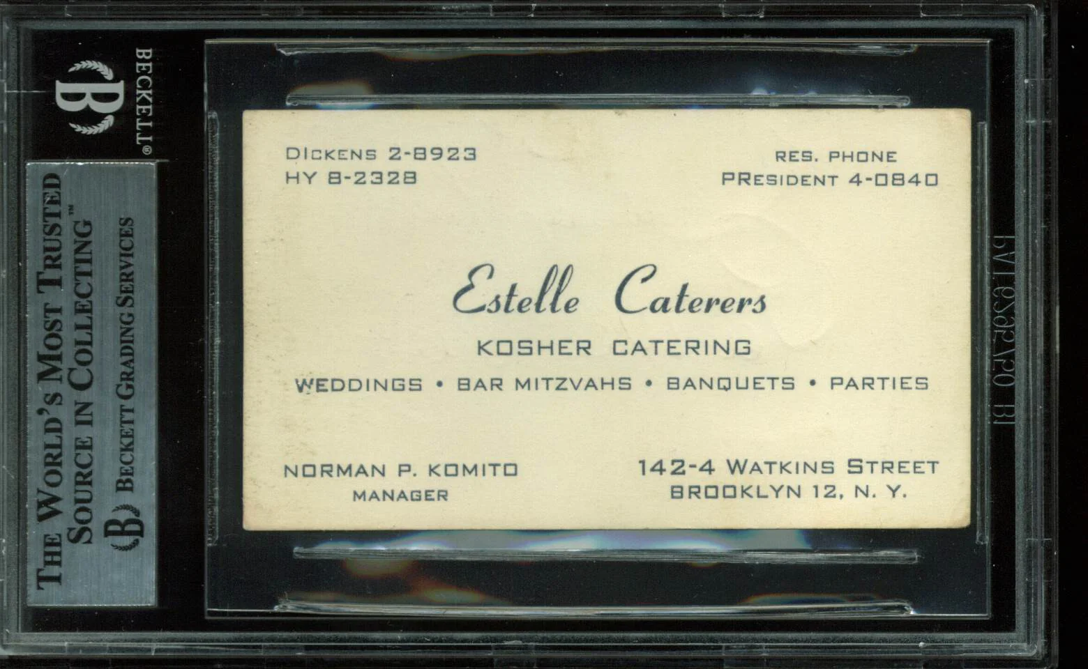 Dodgers Pee Wee Reese "Best Wishes" Authentic Signed Business Card BAS Slabbed - Image 3