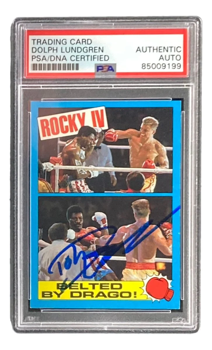 Dolph Lundgren Signed In Blue Ivan Drago 1985 Topps #21 Trading Card PSA/DNA